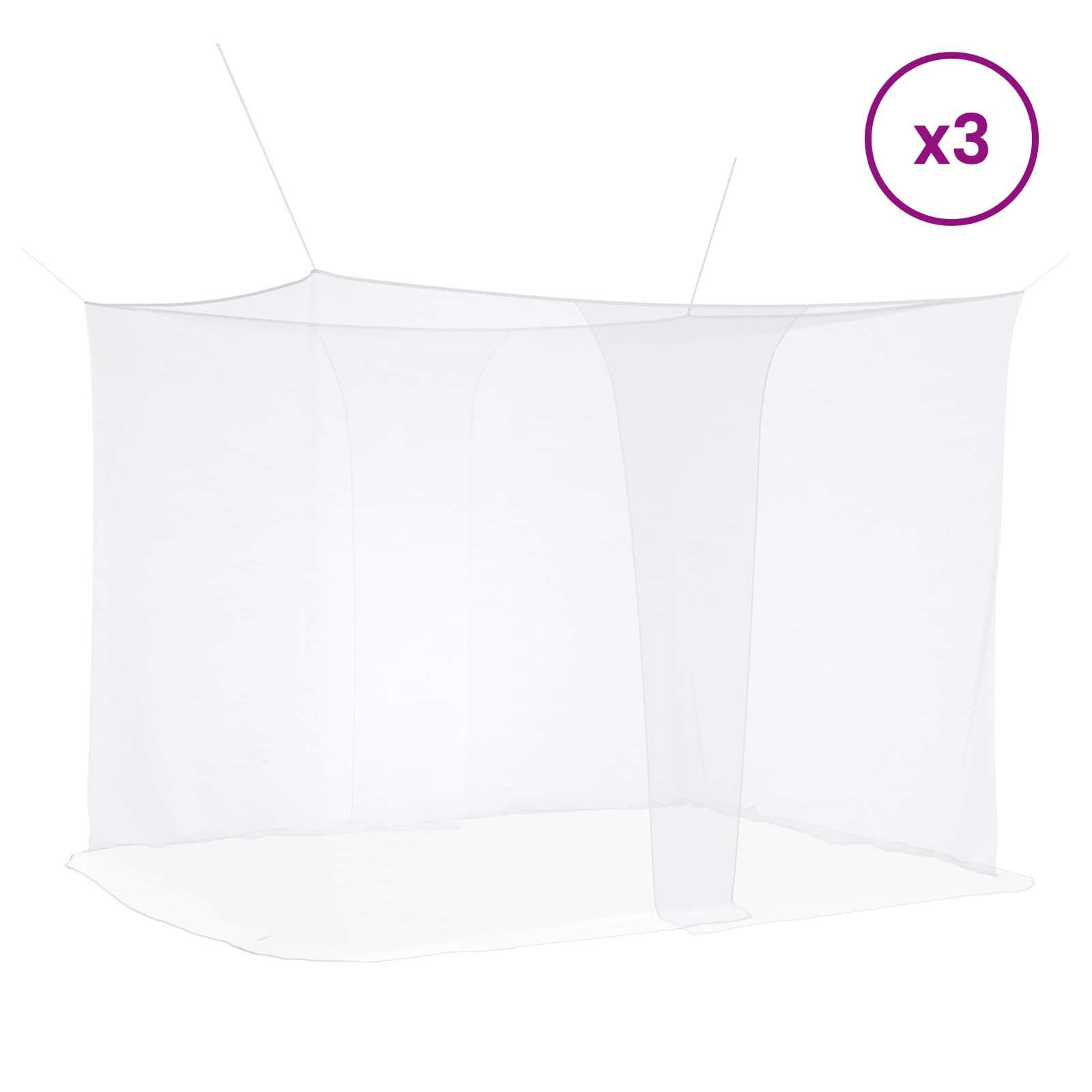 vidaXL Siatka na komary do łóżka 156 siatka 3 pcs Biały Poliester