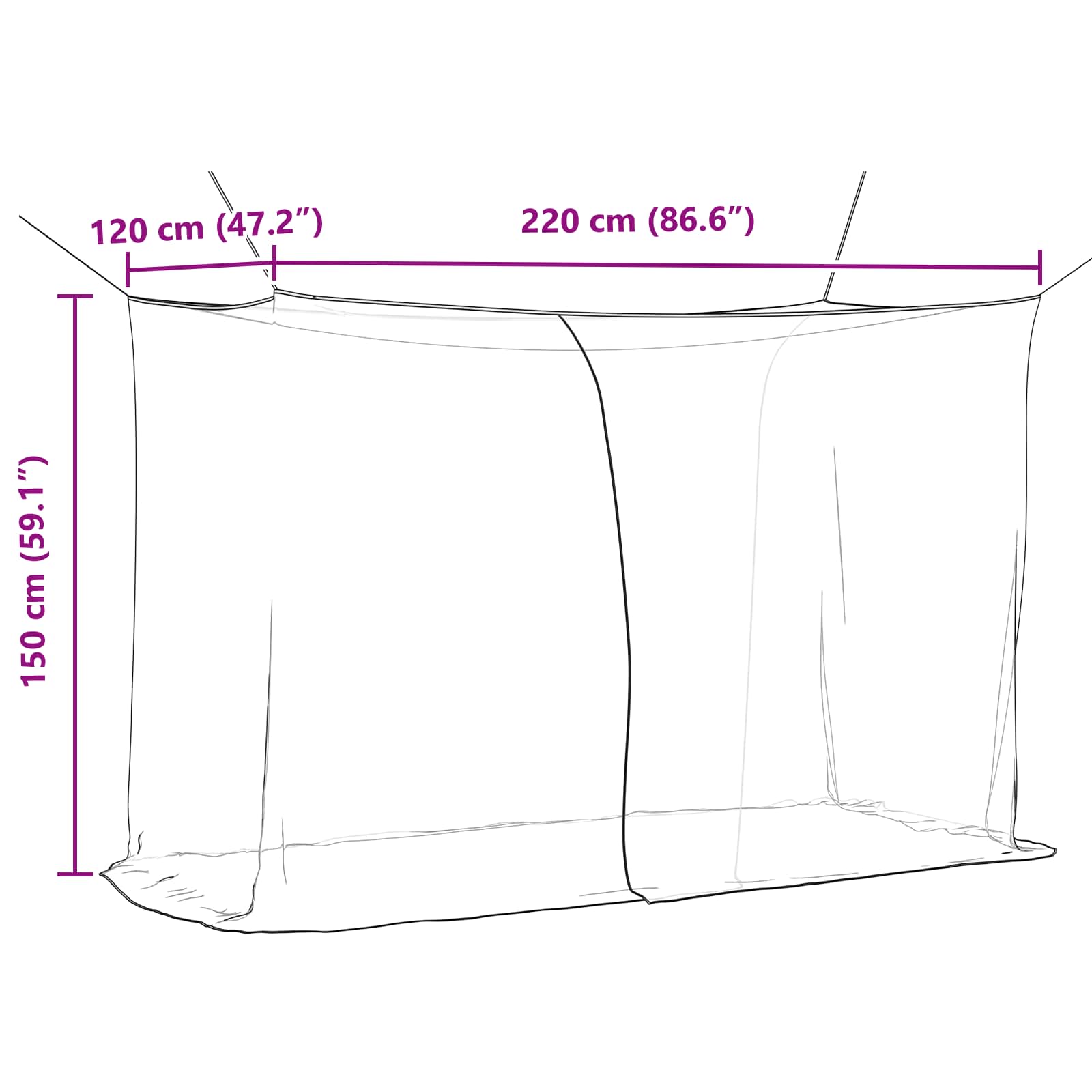 vidaXL Siatka na komary do łóżka 156 siatka 3 pcs Czarny Poliester