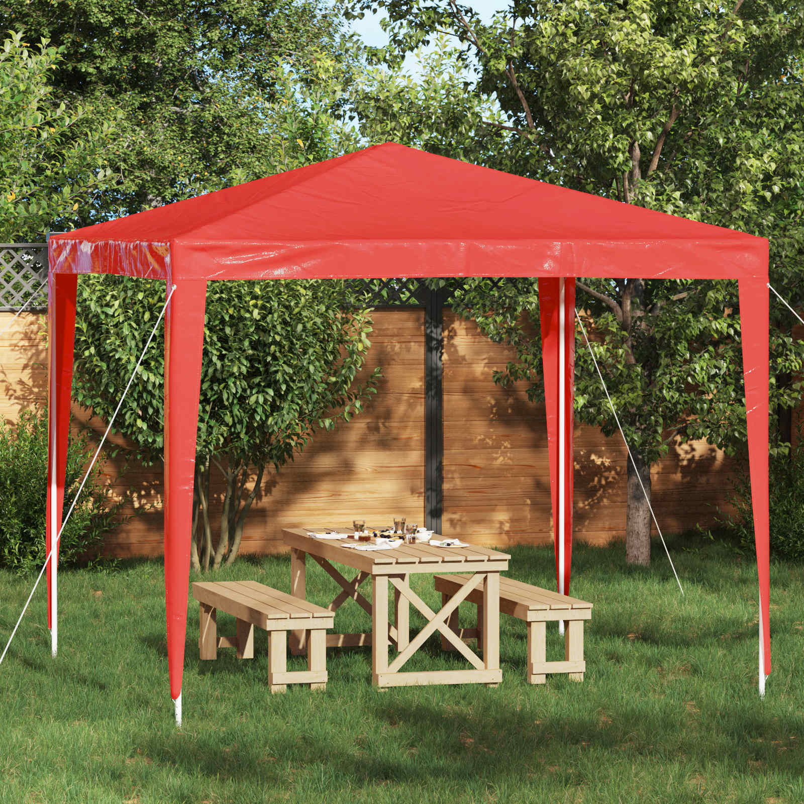 vidaXL Namiot Imprezowy 250 x 250 x 240 cm czerwony PE i stal