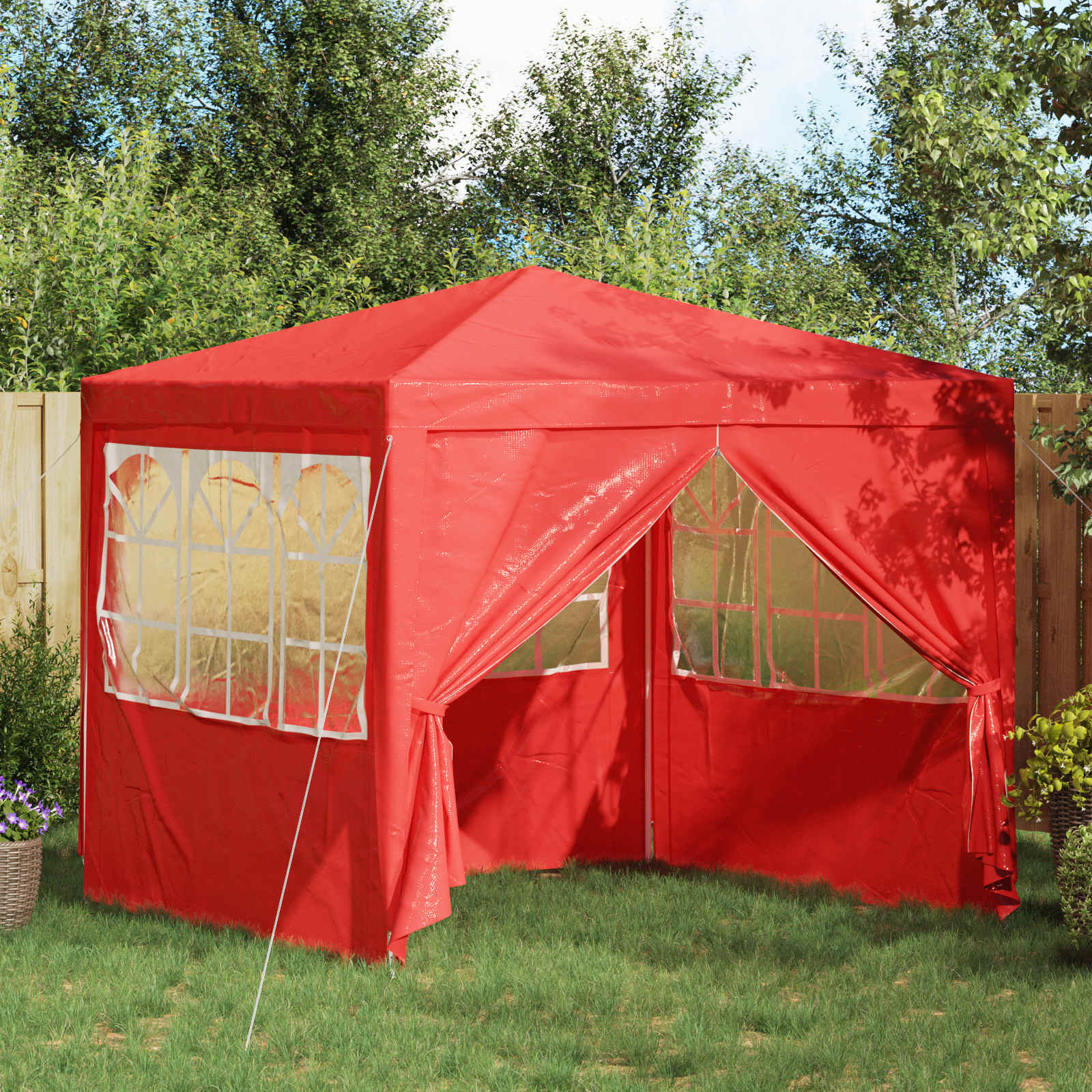 vidaXL Namiot Imprezowy Czerwony 250 x 250 x 240 cm PE i stal