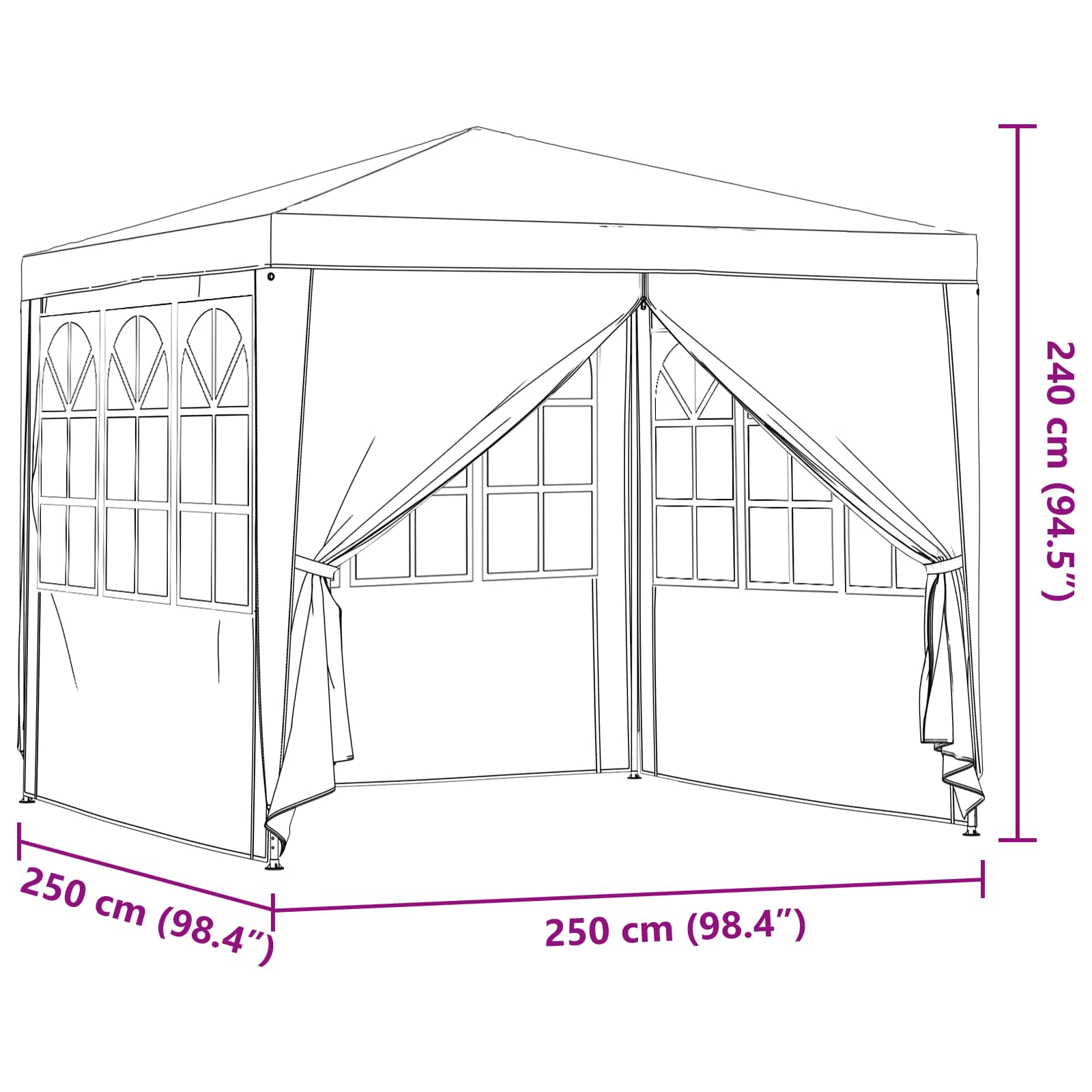 vidaXL Namiot Imprezowy Czerwony 250 x 250 x 240 cm PE i stal