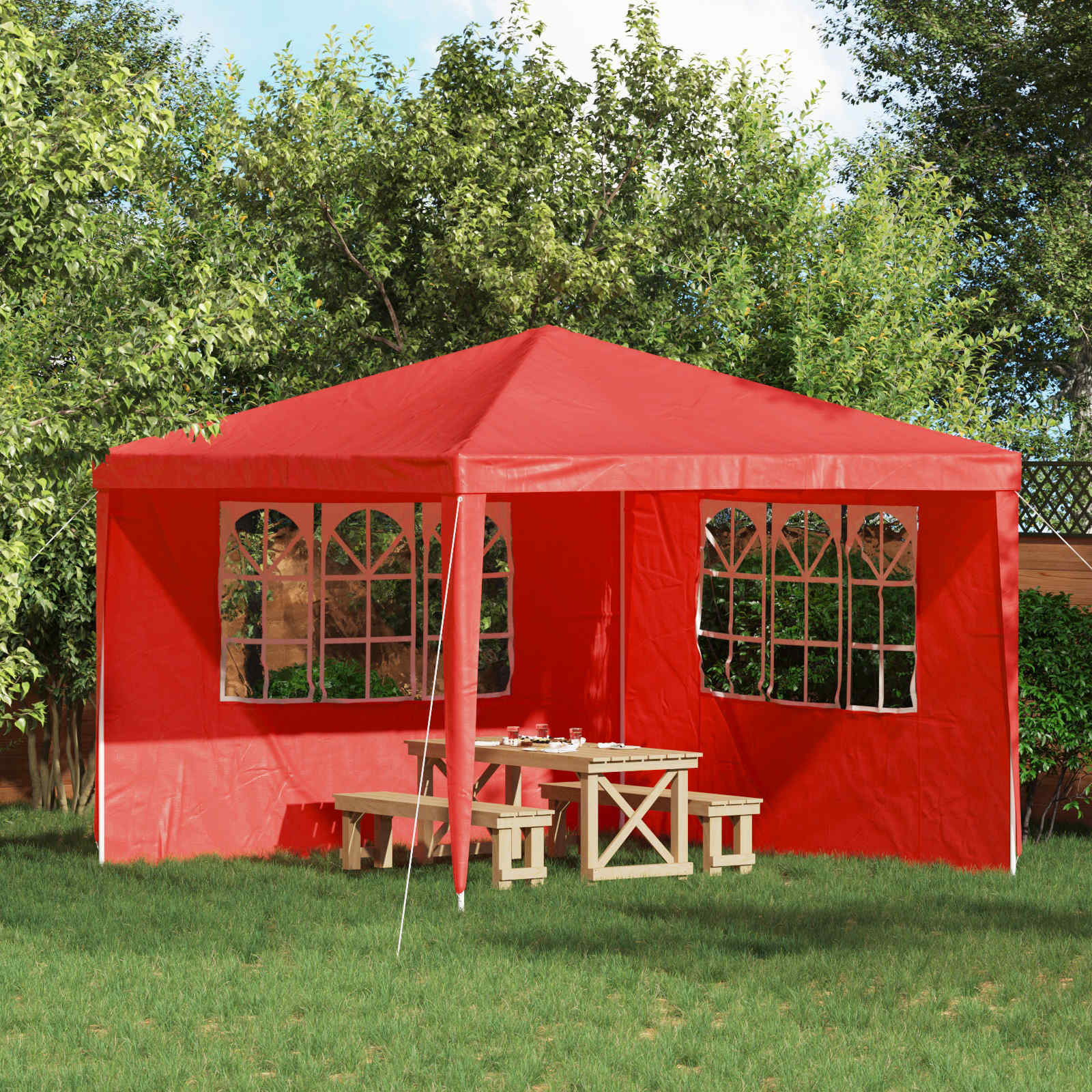 vidaXL Ściana boczna namiotu na imprezy 2 pcs 300 x 195 cm czerwony