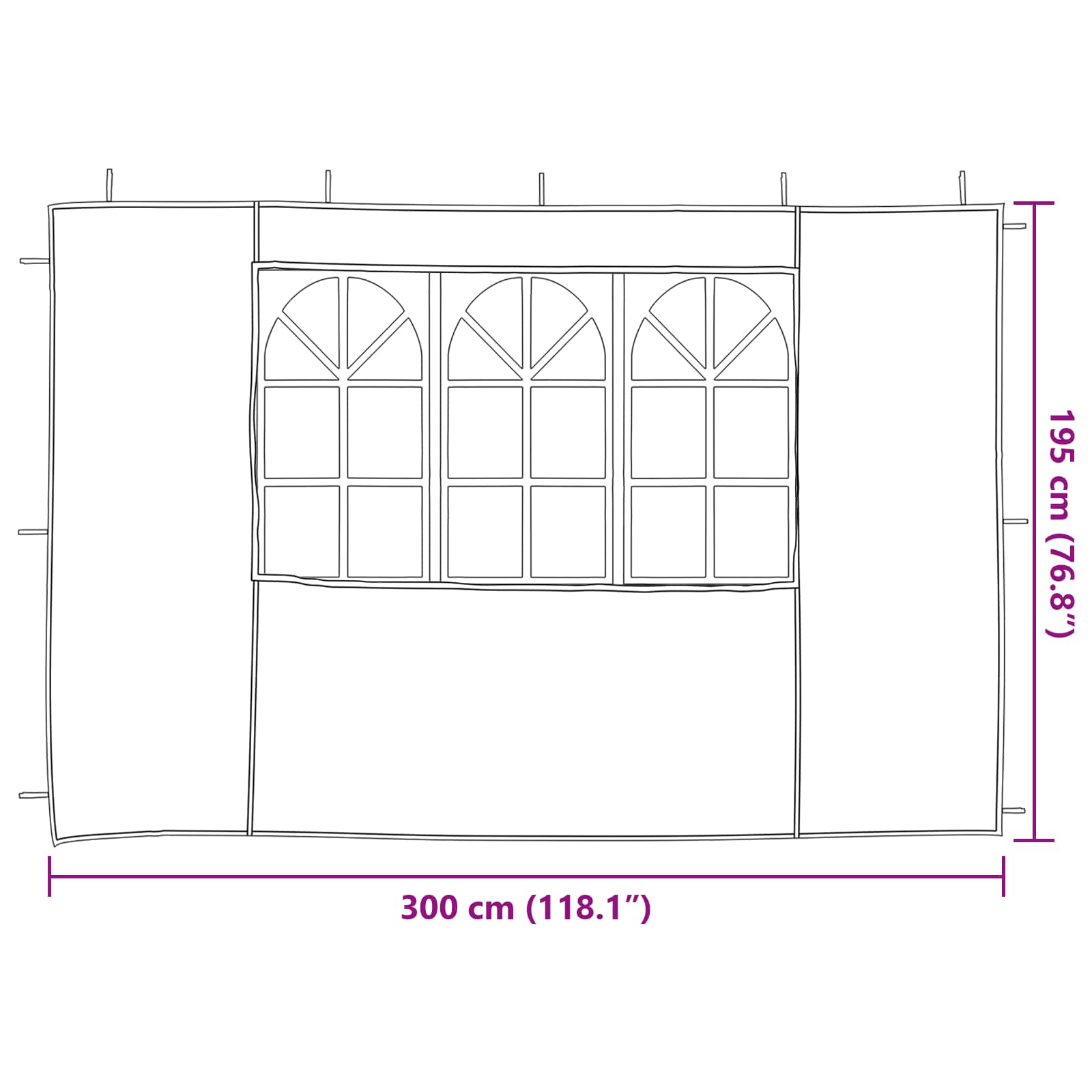 vidaXL Ściana boczna namiotu na imprezy 2 pcs 300 x 195 cm czerwony