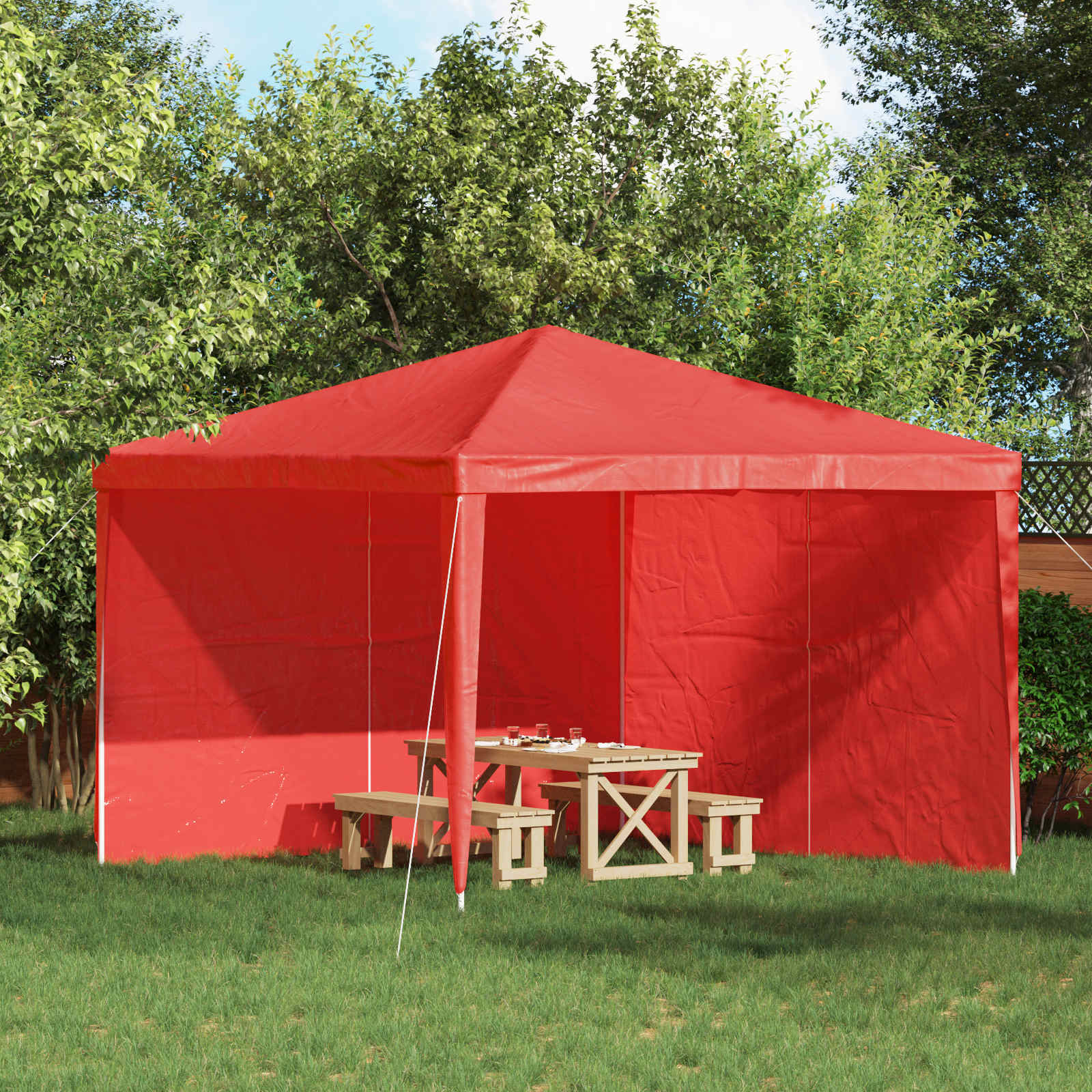 vidaXL Ściana boczna namiotu na imprezy 2 pcs czerwony 300 x 195 cm