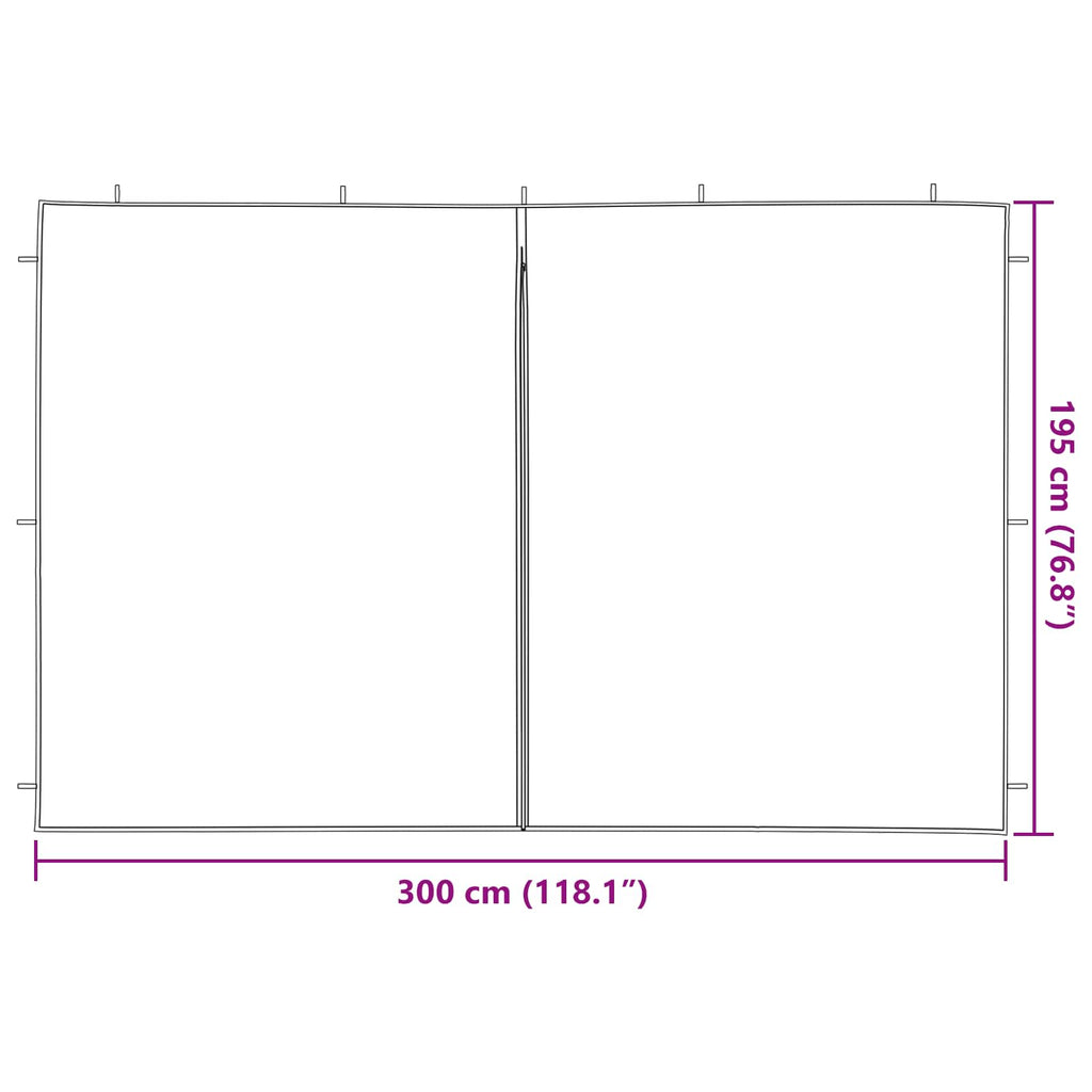vidaXL Ściana boczna namiotu na imprezy 2 pcs czerwony 300 x 195 cm
