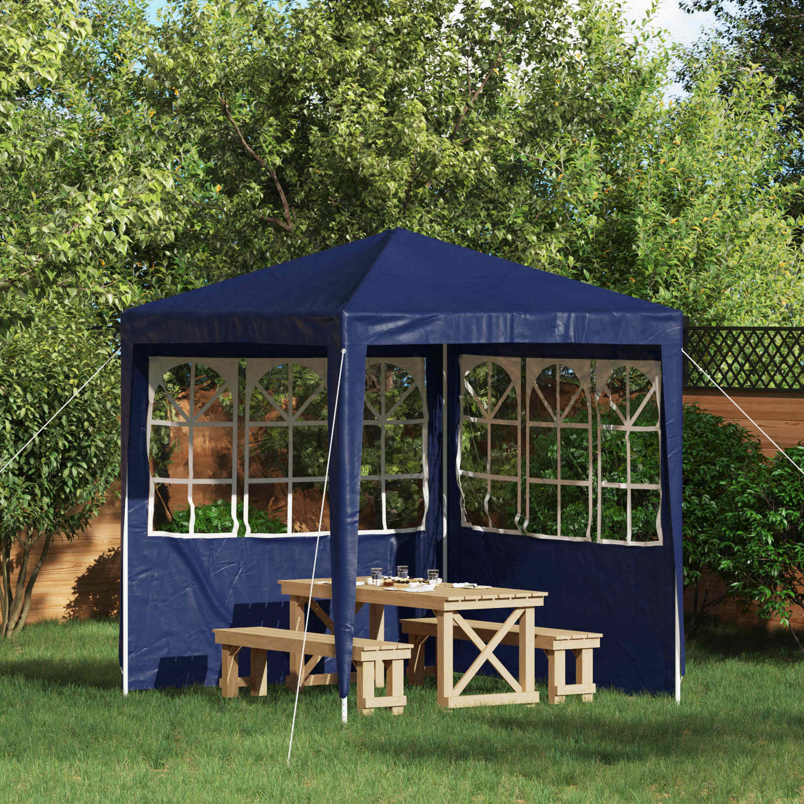 vidaXL Ściana boczna namiotu na imprezy 2 pcs 200 x 195 cm niebieski