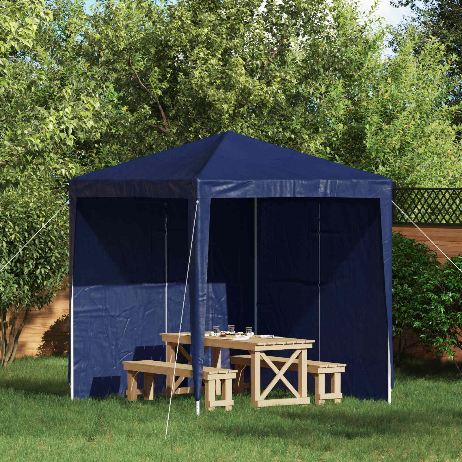 vidaXL Ściana boczna namiotu na imprezy 2 pcs niebieski 200 x 195 cm
