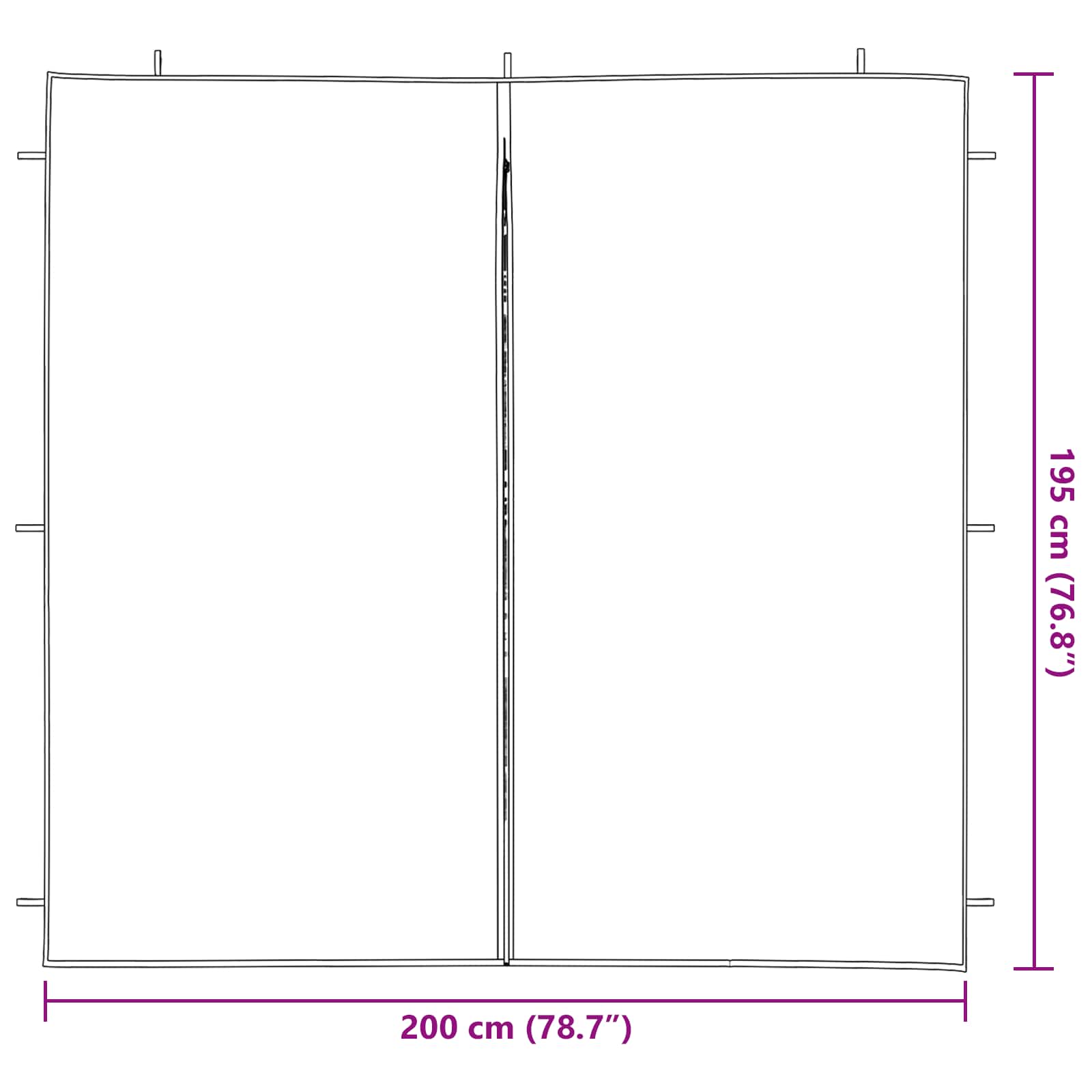 vidaXL Ściana boczna namiotu na imprezy 2 pcs antracytowy 200 x 195 cm