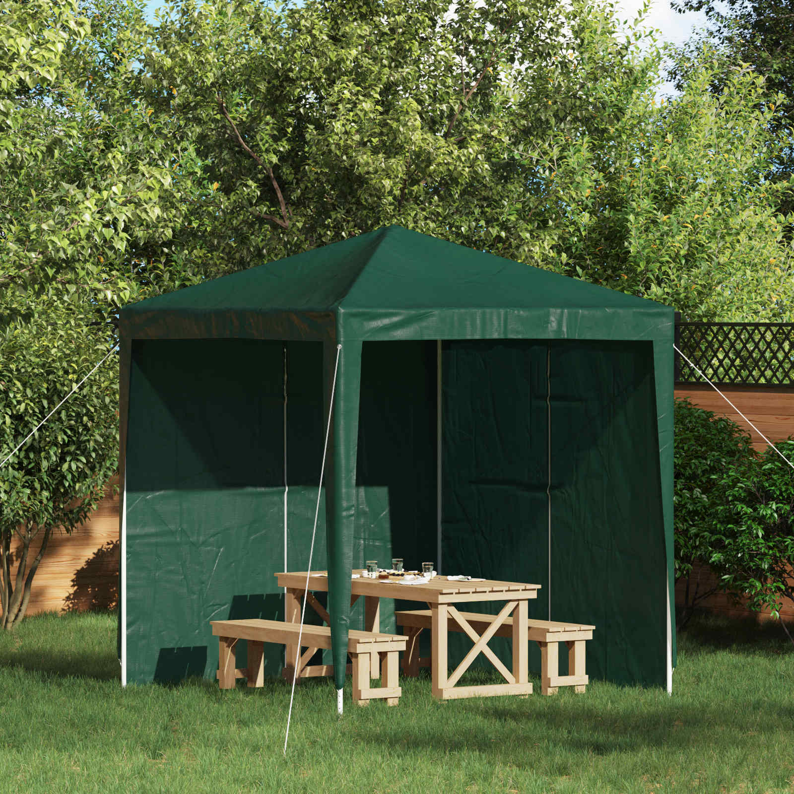 vidaXL Ściana boczna namiotu na imprezy 2 pcs zielony 200 x 195 cm