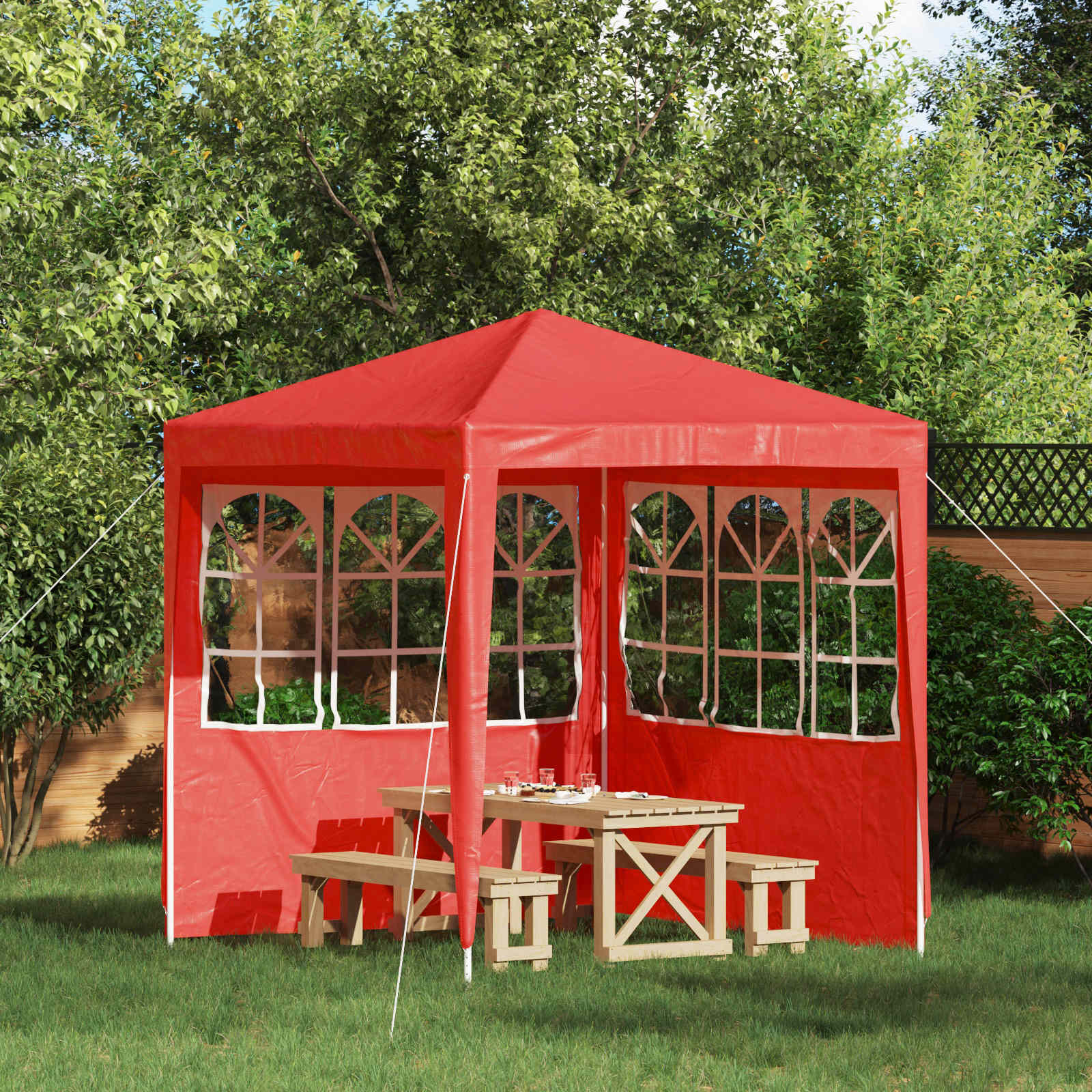 vidaXL Ściana boczna namiotu na imprezy 2 pcs 200 x 195 cm czerwony