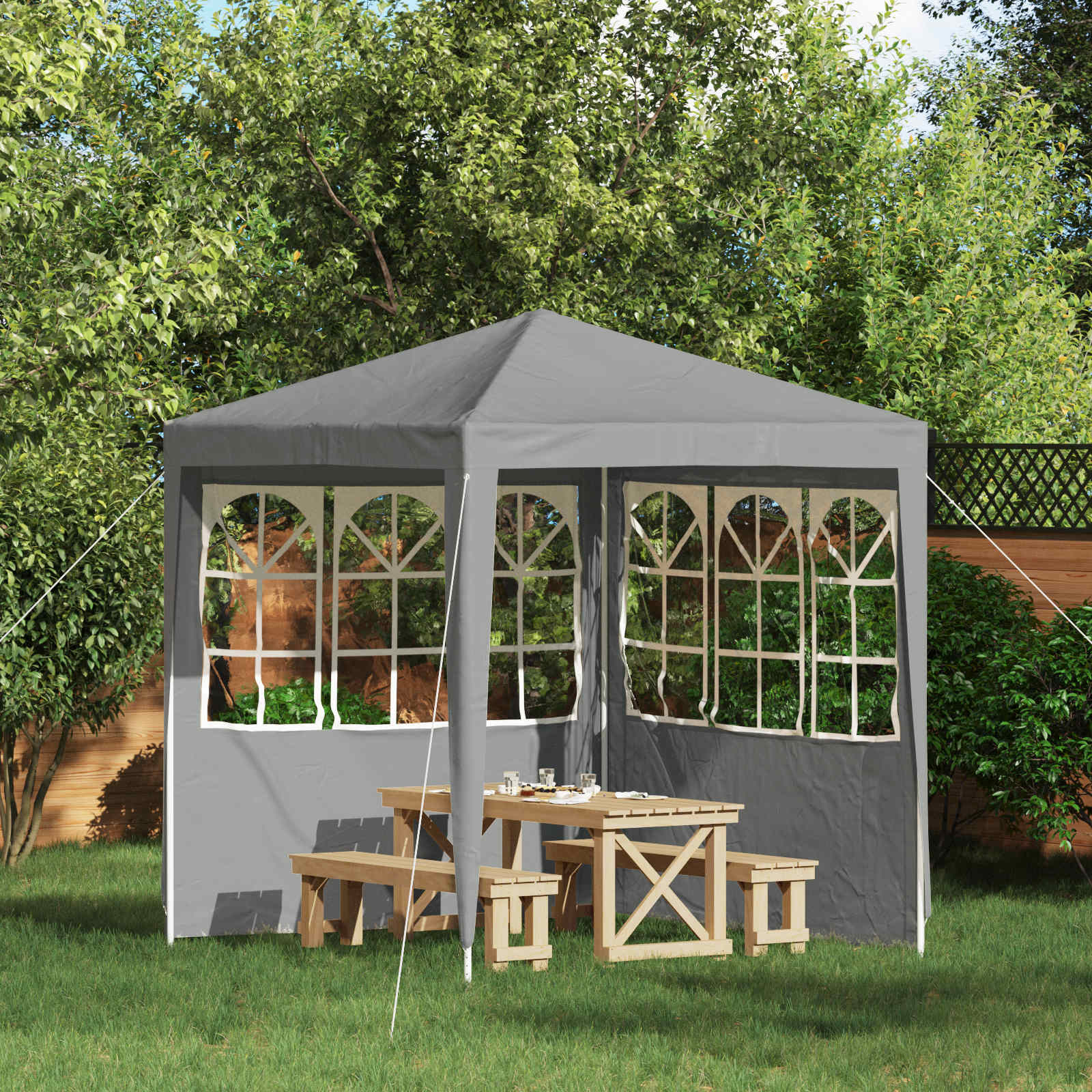 vidaXL Ściana boczna namiotu na imprezy 2 pcs 200 x 195 cm jasnoszary