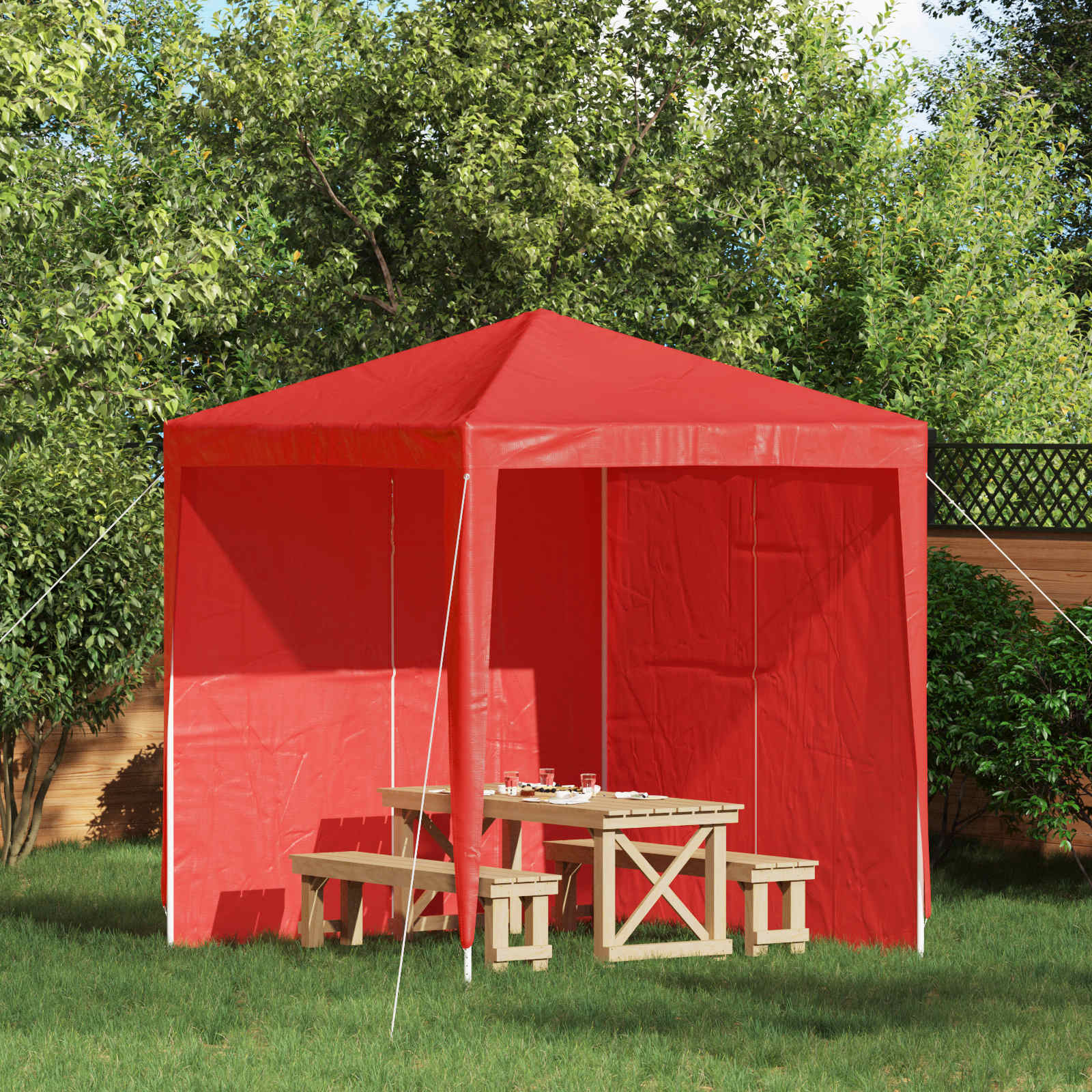 vidaXL Ściana boczna namiotu na imprezy 2 pcs czerwony 200 x 195 cm