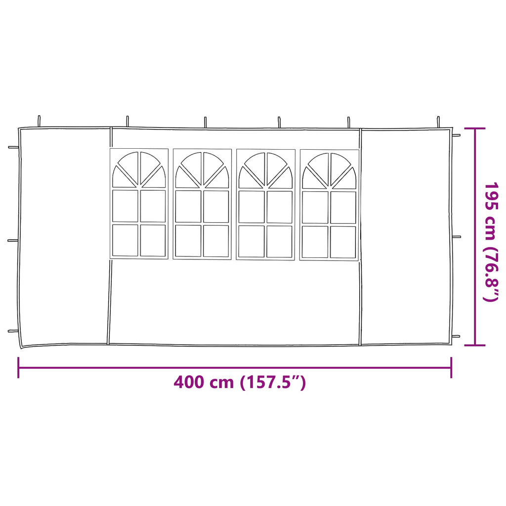 vidaXL Ściana boczna namiotu na imprezy 2 pcs 400 x 195 cm niebieski