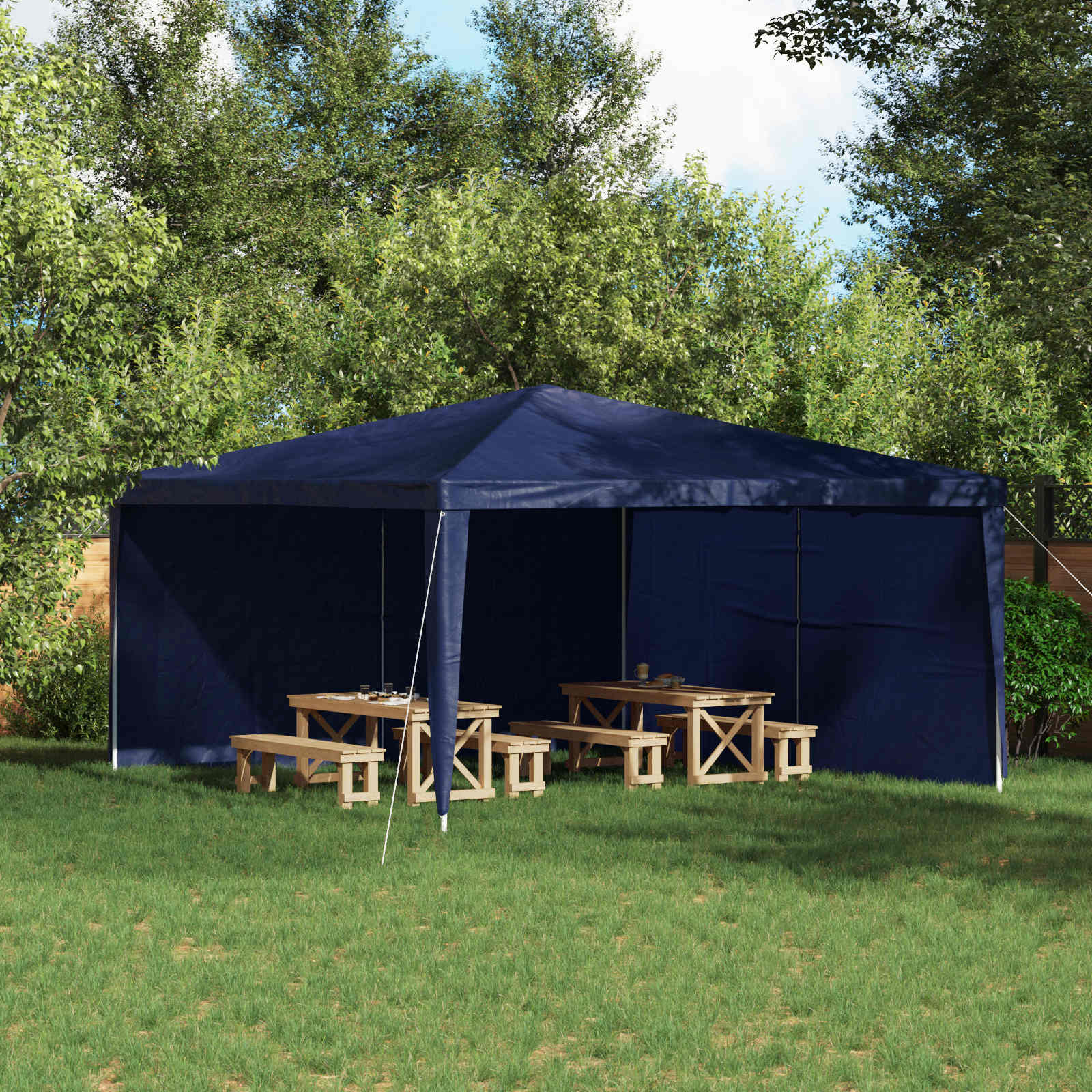 vidaXL Ściana boczna namiotu na imprezy 2 pcs niebieski 400 x 195 cm