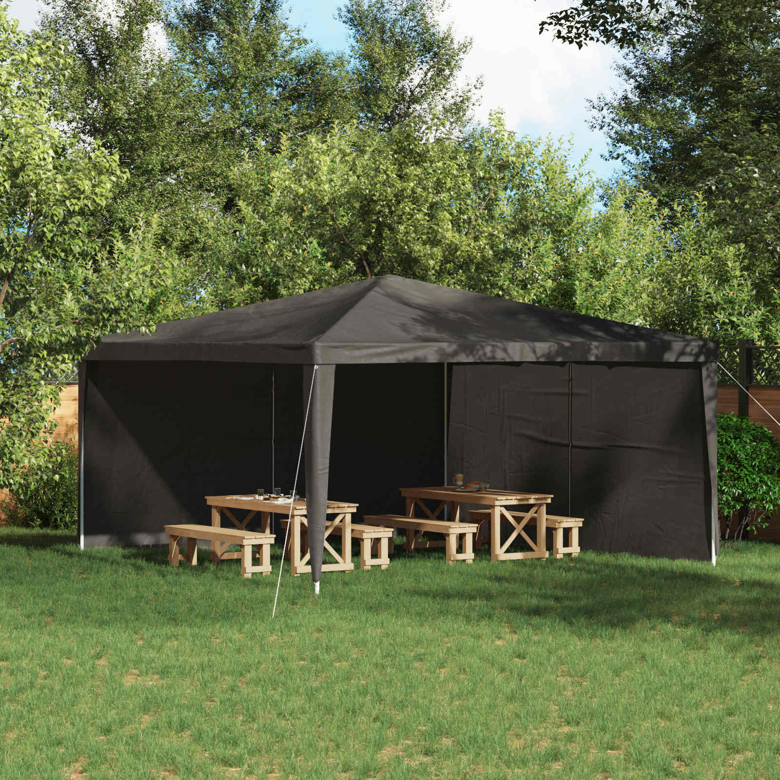 vidaXL Ściana boczna namiotu na imprezy 2 pcs antracytowy 400 x 195 cm