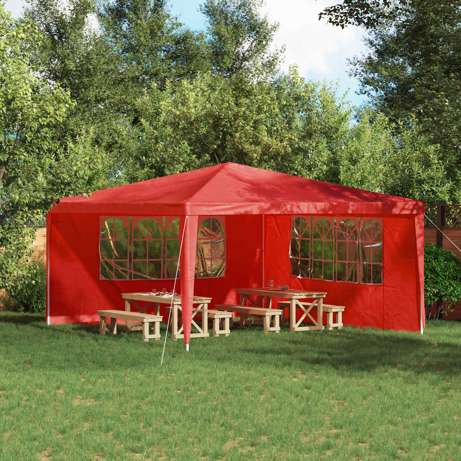 vidaXL Ściana boczna namiotu na imprezy 2 pcs 400 x 195 cm czerwony