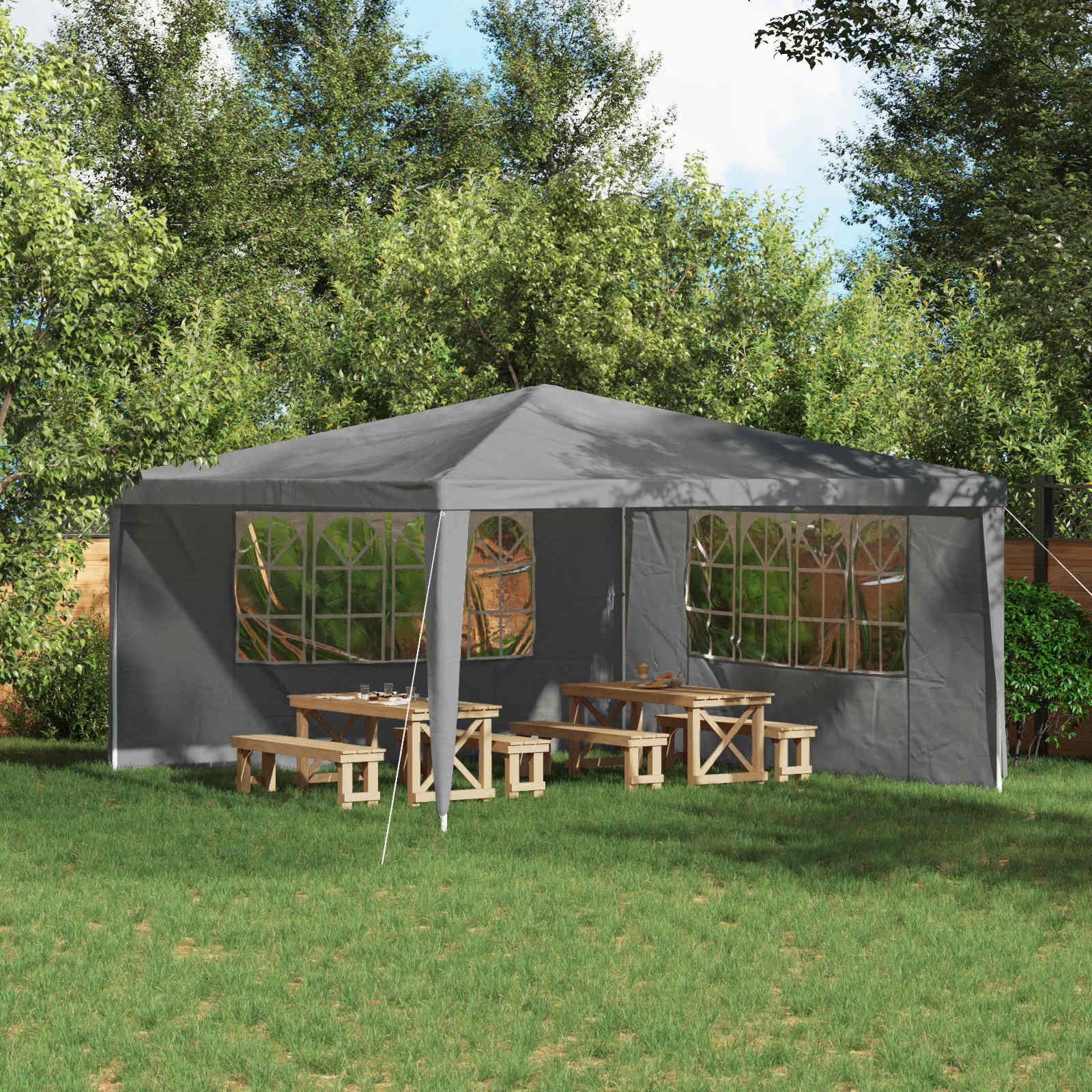 vidaXL Ściana boczna namiotu na imprezy 2 pcs 400 x 195 cm jasnoszary