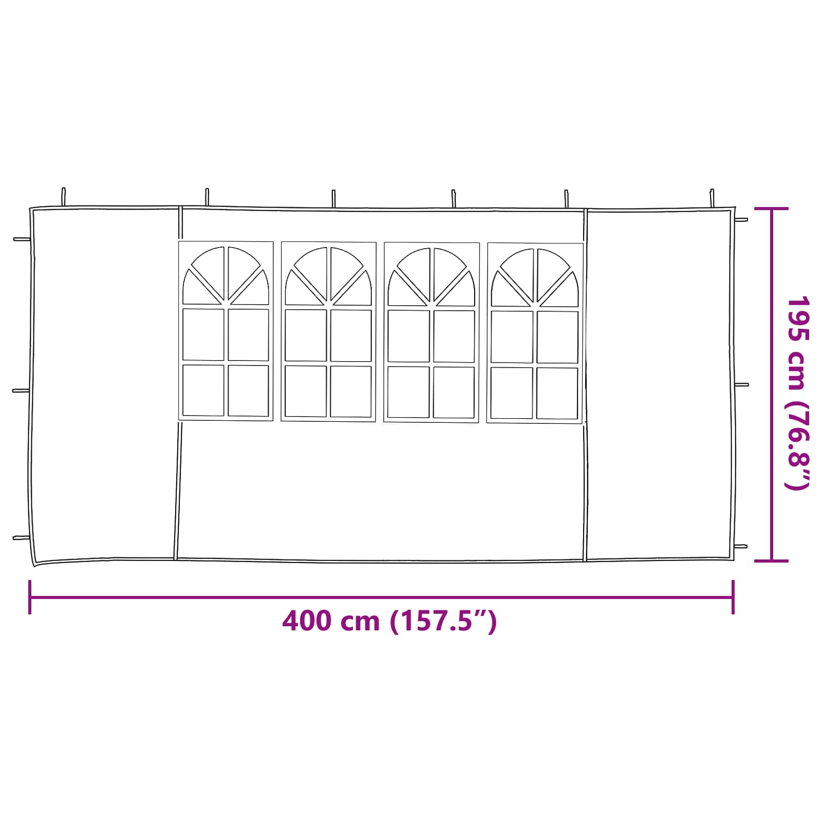 vidaXL Ściana boczna namiotu na imprezy 2 pcs 400 x 195 cm jasnoszary