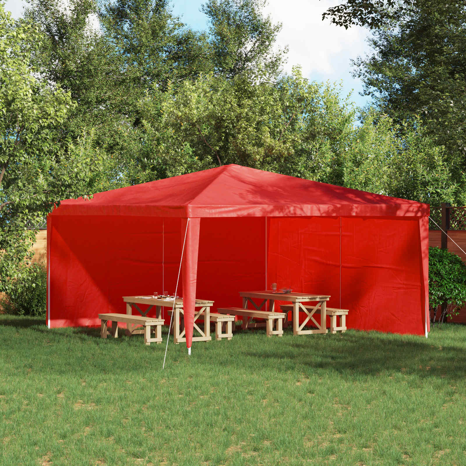 vidaXL Ściana boczna namiotu na imprezy 2 pcs czerwony 400 x 195 cm