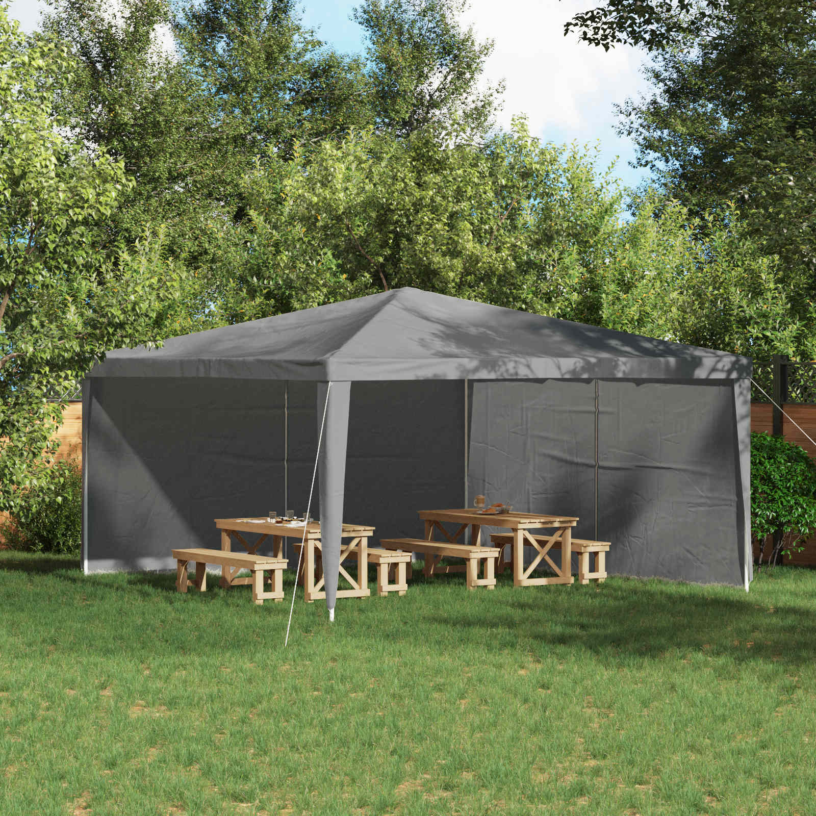 vidaXL Ściana boczna namiotu na imprezy 2 pcs Jasnoszary 400 x 195 cm