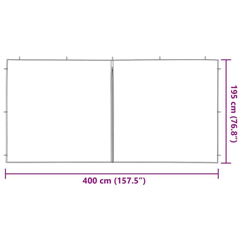 vidaXL Ściana boczna namiotu na imprezy 2 pcs Jasnoszary 400 x 195 cm