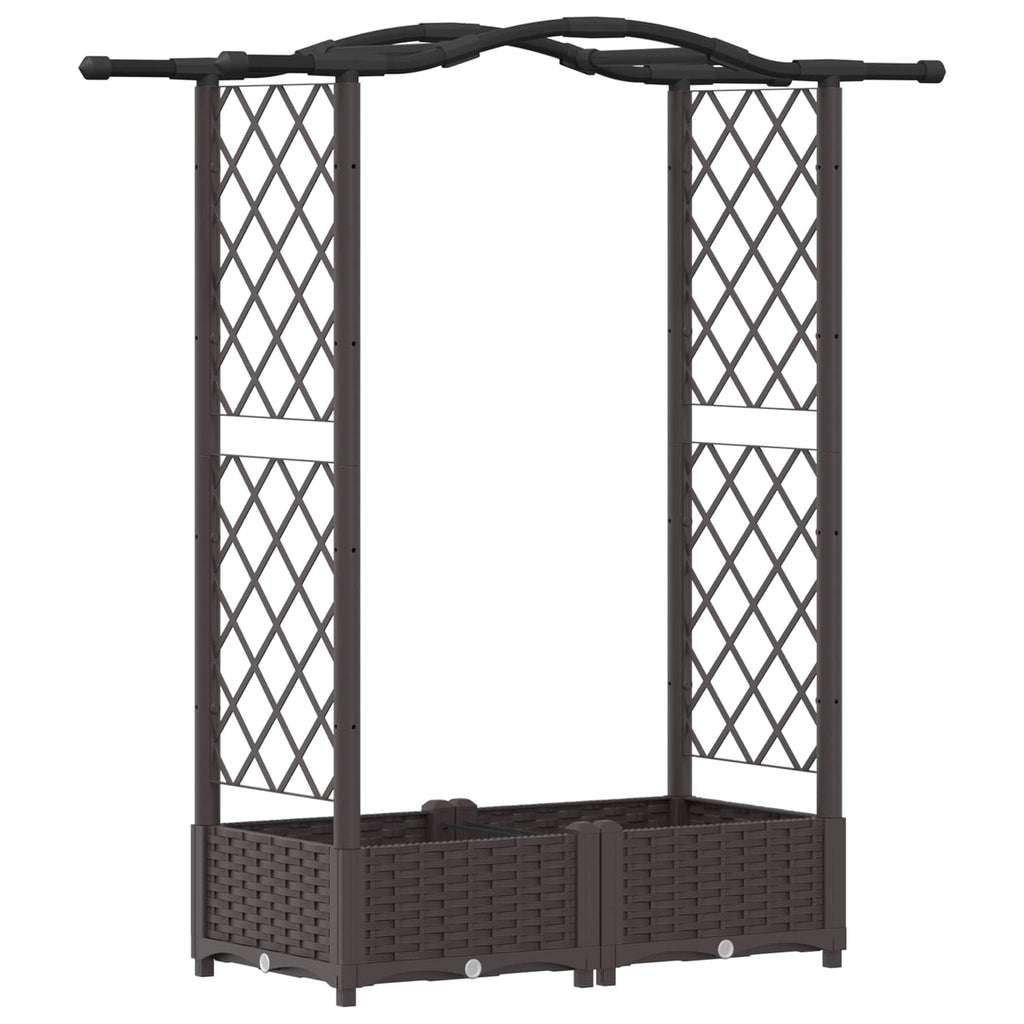 vidaXL Podniesione łóżko z kratką i dachem brązowy 124 x 40 x 123 cm