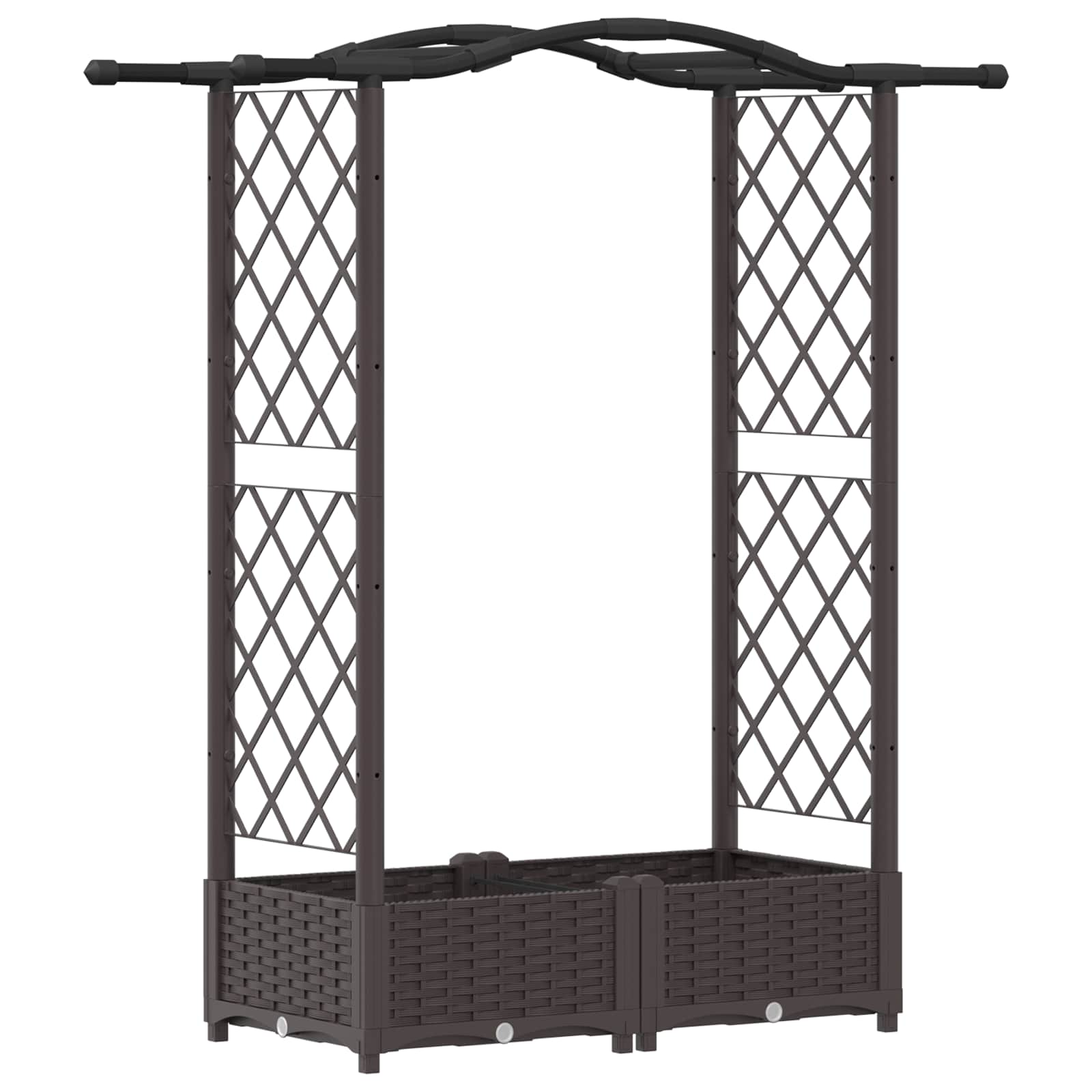 vidaXL Podniesione łóżko z kratką i dachem brązowy 124 x 40 x 123 cm