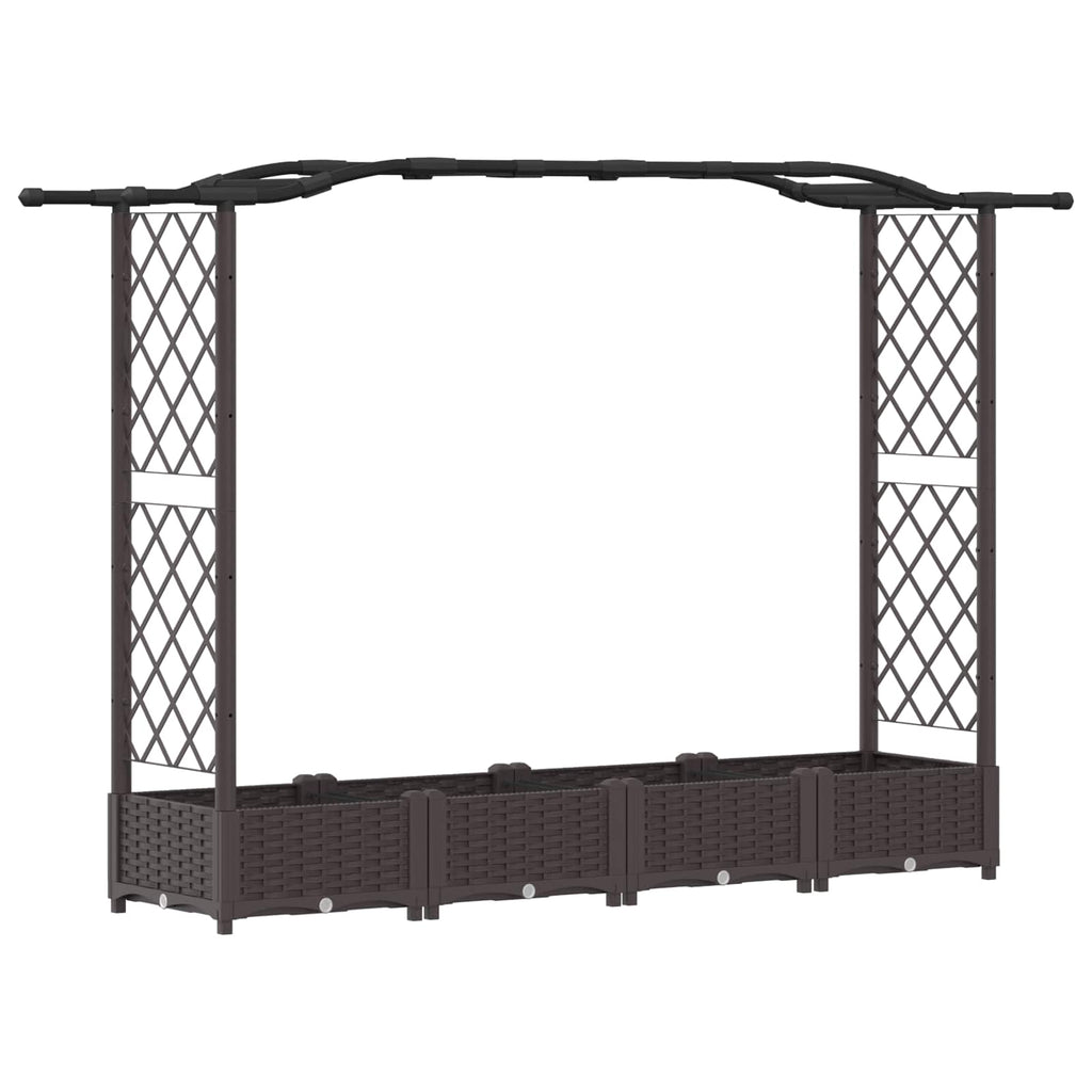 vidaXL Podniesione łóżko z kratką i dachem brązowy 207 x 40 x 123 cm