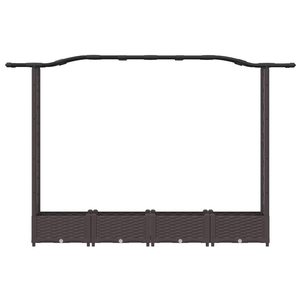 vidaXL Podniesione łóżko z kratką i dachem brązowy 207 x 40 x 123 cm