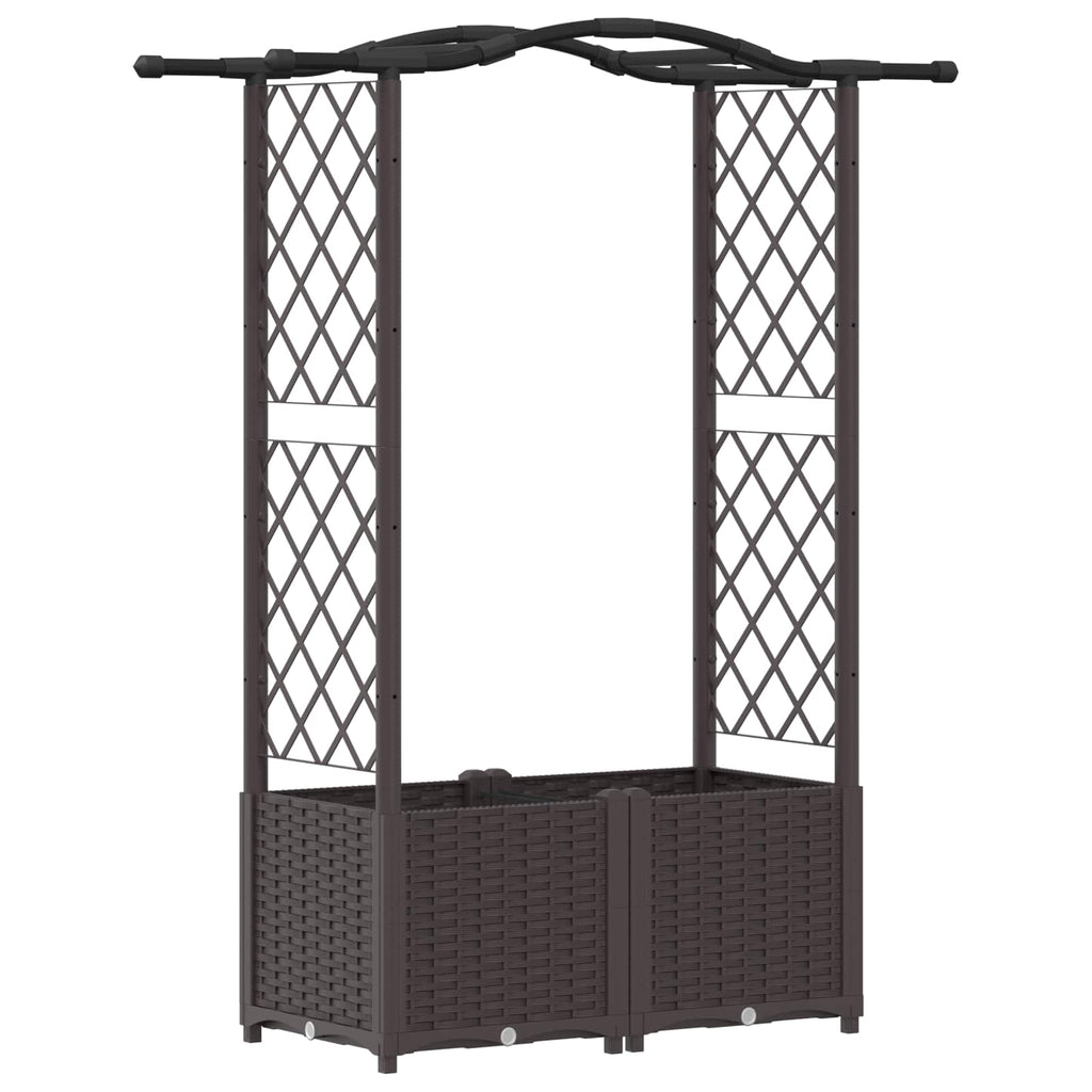 vidaXL Podniesione łóżko z kratką i dachem brązowy 125 x 40 x 138 cm