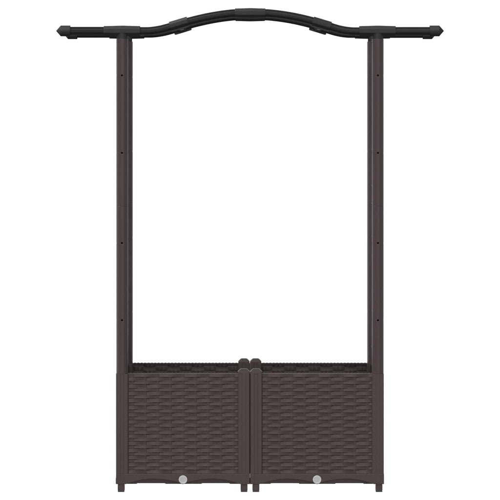vidaXL Podniesione łóżko z kratką i dachem brązowy 125 x 40 x 138 cm