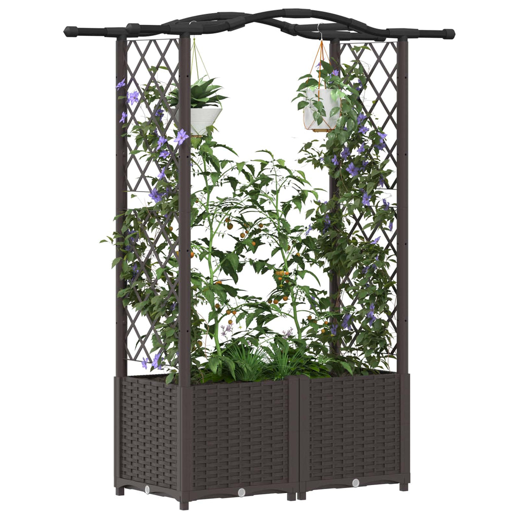 vidaXL Podniesione łóżko z kratką i dachem brązowy 125 x 40 x 138 cm