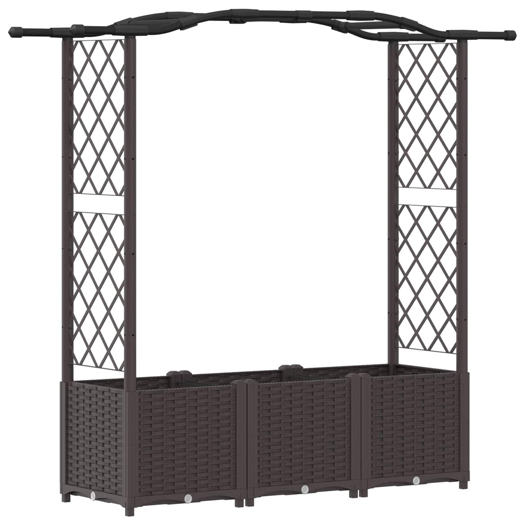 vidaXL Podniesione łóżko z kratką i dachem brązowy 164 x 40 x 138 cm