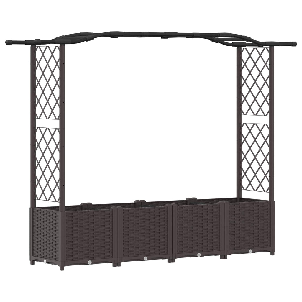 vidaXL Podniesione łóżko z kratką i dachem brązowy 204 x 40 x 138 cm