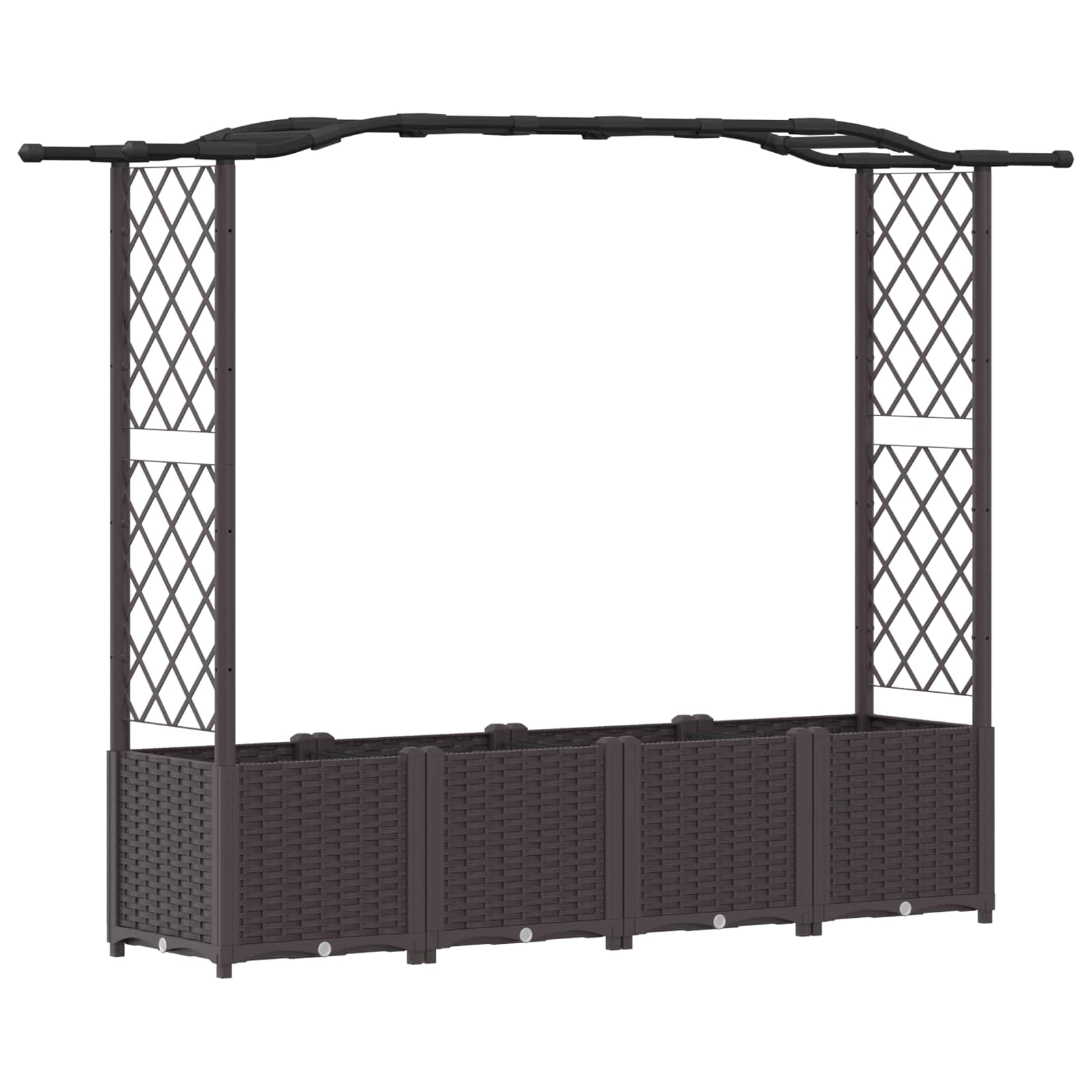 vidaXL Podniesione łóżko z kratką i dachem brązowy 204 x 40 x 138 cm