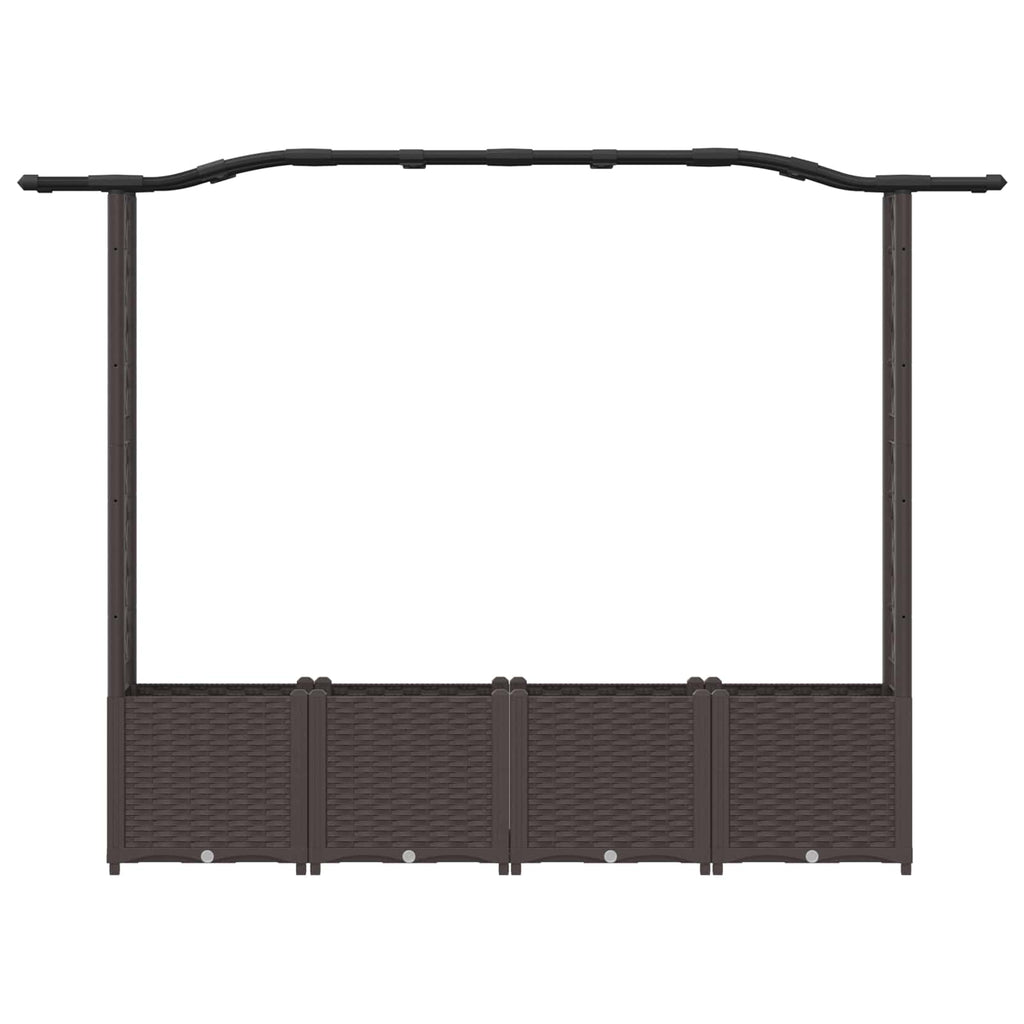 vidaXL Podniesione łóżko z kratką i dachem brązowy 204 x 40 x 138 cm