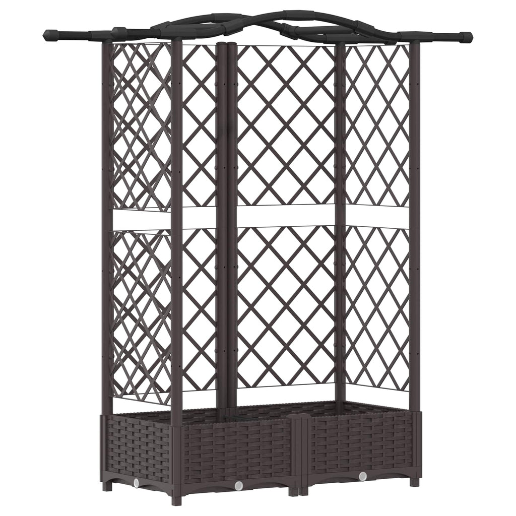vidaXL Podniesione łóżko z kratką i dachem Brązowy 124 x 40 x 123 cm