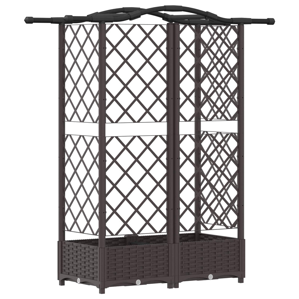vidaXL Podniesione łóżko z kratką i dachem Brązowy 124 x 40 x 123 cm