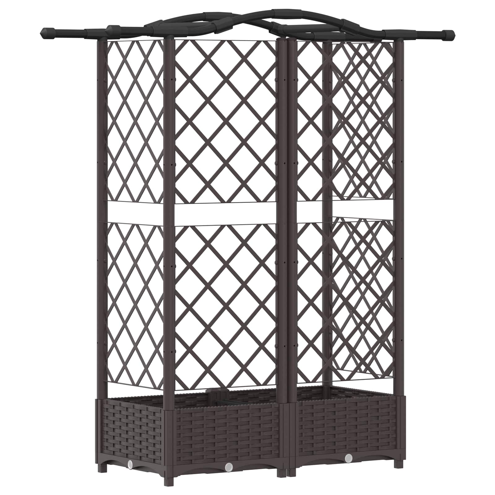 vidaXL Podniesione łóżko z kratką i dachem Brązowy 124 x 40 x 123 cm