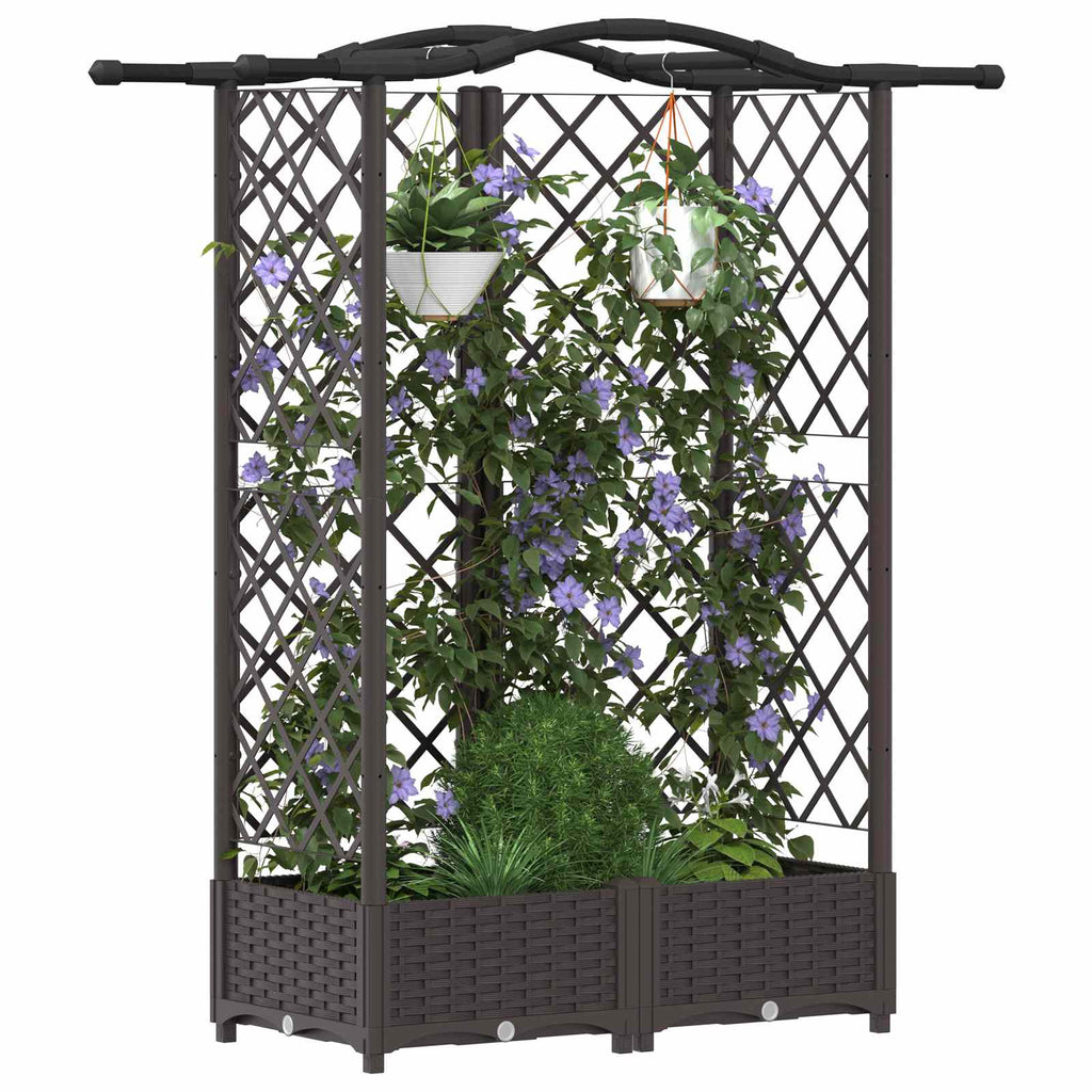 vidaXL Podniesione łóżko z kratką i dachem Brązowy 124 x 40 x 123 cm