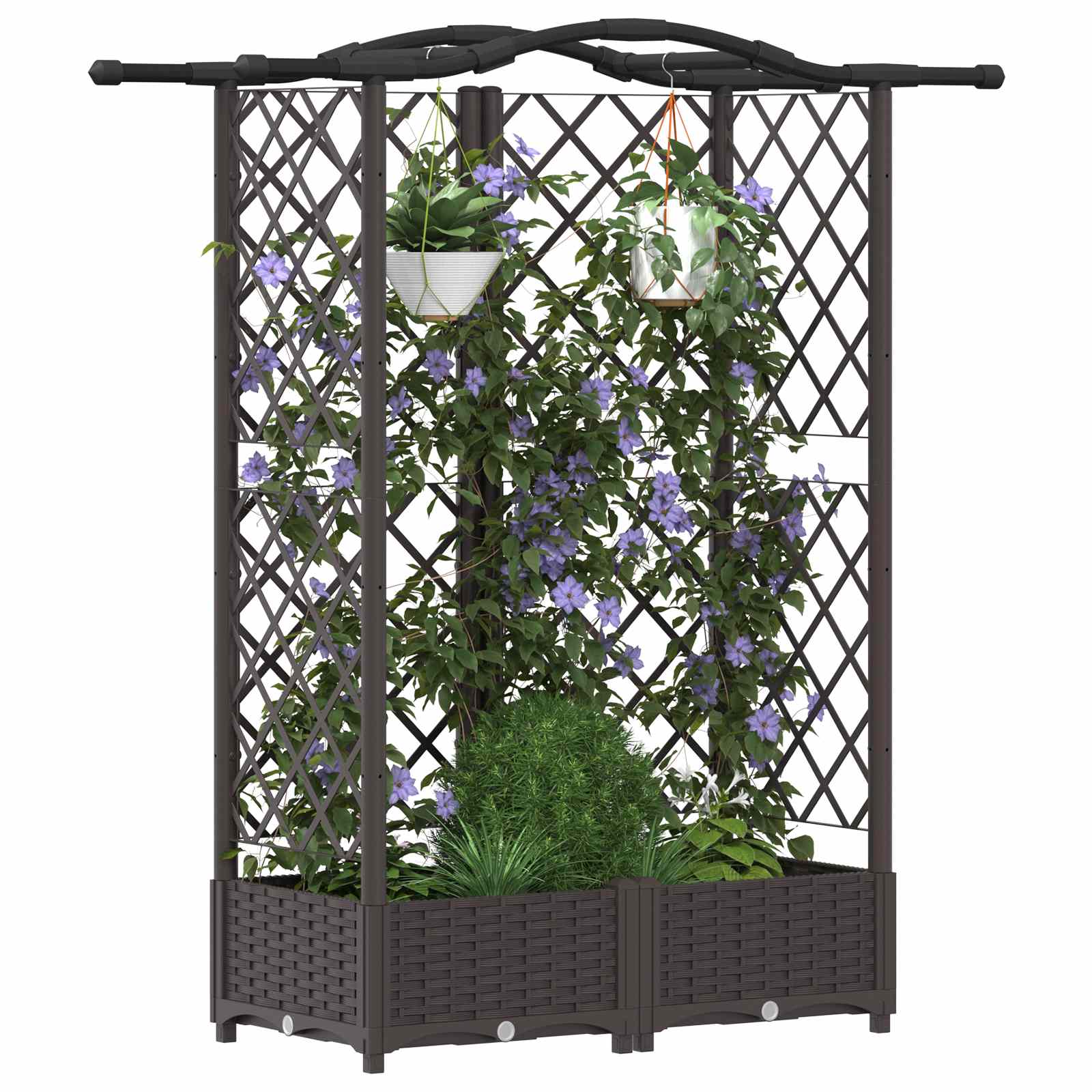 vidaXL Podniesione łóżko z kratką i dachem Brązowy 124 x 40 x 123 cm