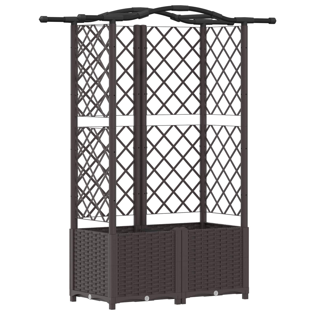 vidaXL Podniesione łóżko z kratką i dachem Brązowy 122 x 40 x 138 cm