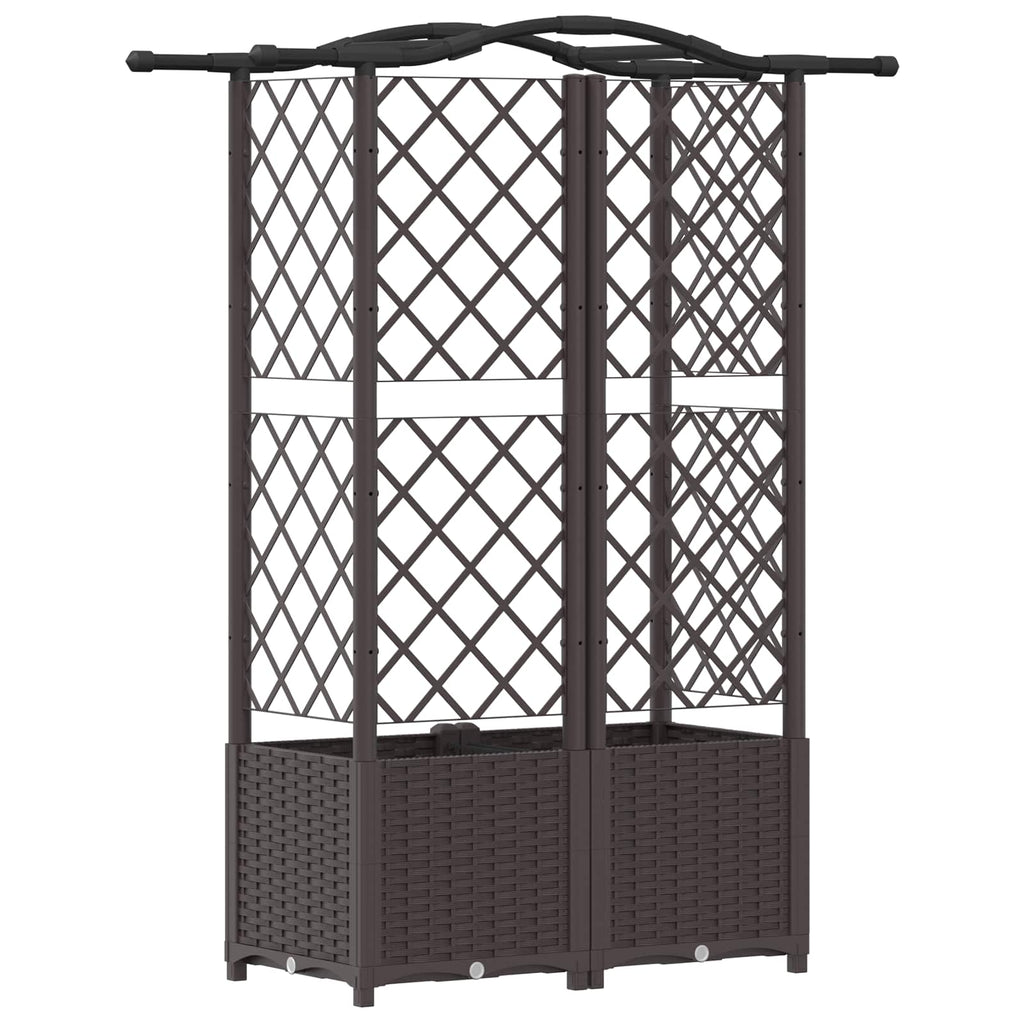 vidaXL Podniesione łóżko z kratką i dachem Brązowy 122 x 40 x 138 cm
