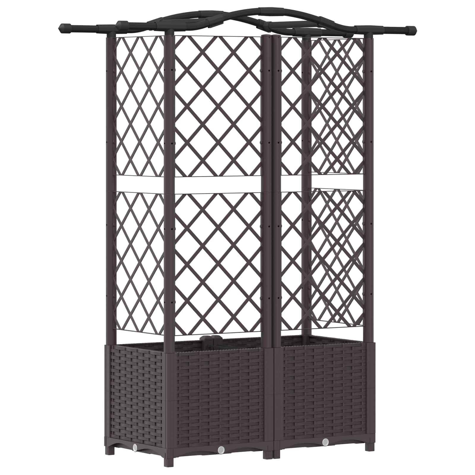 vidaXL Podniesione łóżko z kratką i dachem Brązowy 122 x 40 x 138 cm