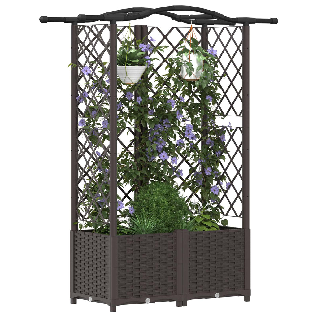 vidaXL Podniesione łóżko z kratką i dachem Brązowy 122 x 40 x 138 cm