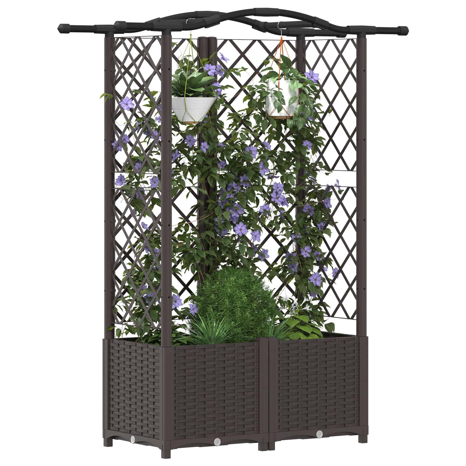 vidaXL Podniesione łóżko z kratką i dachem Brązowy 122 x 40 x 138 cm
