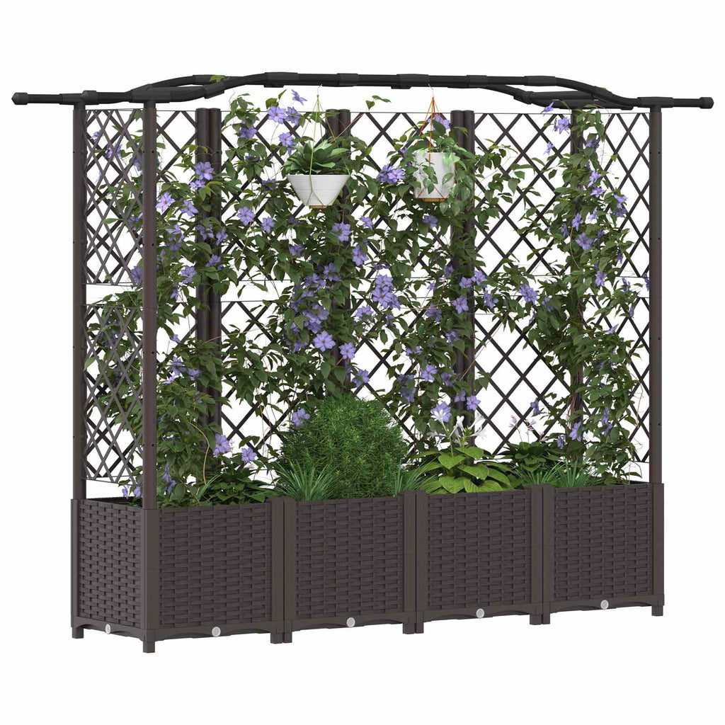 vidaXL Podniesione łóżko z kratką i dachem Brązowy 204 x 40 x 138 cm