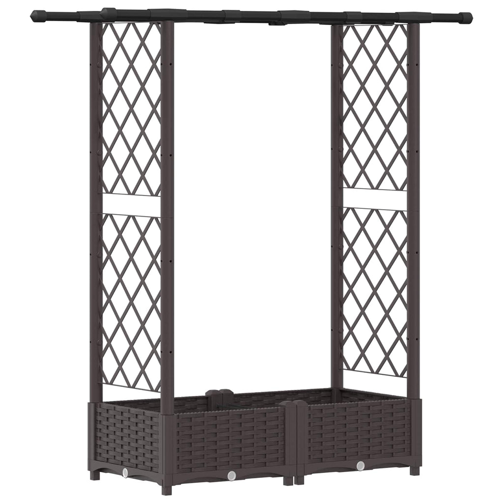 vidaXL Podniesione łóżko z kratką i dachem brązowy 122,5 x 40 x 121 cm