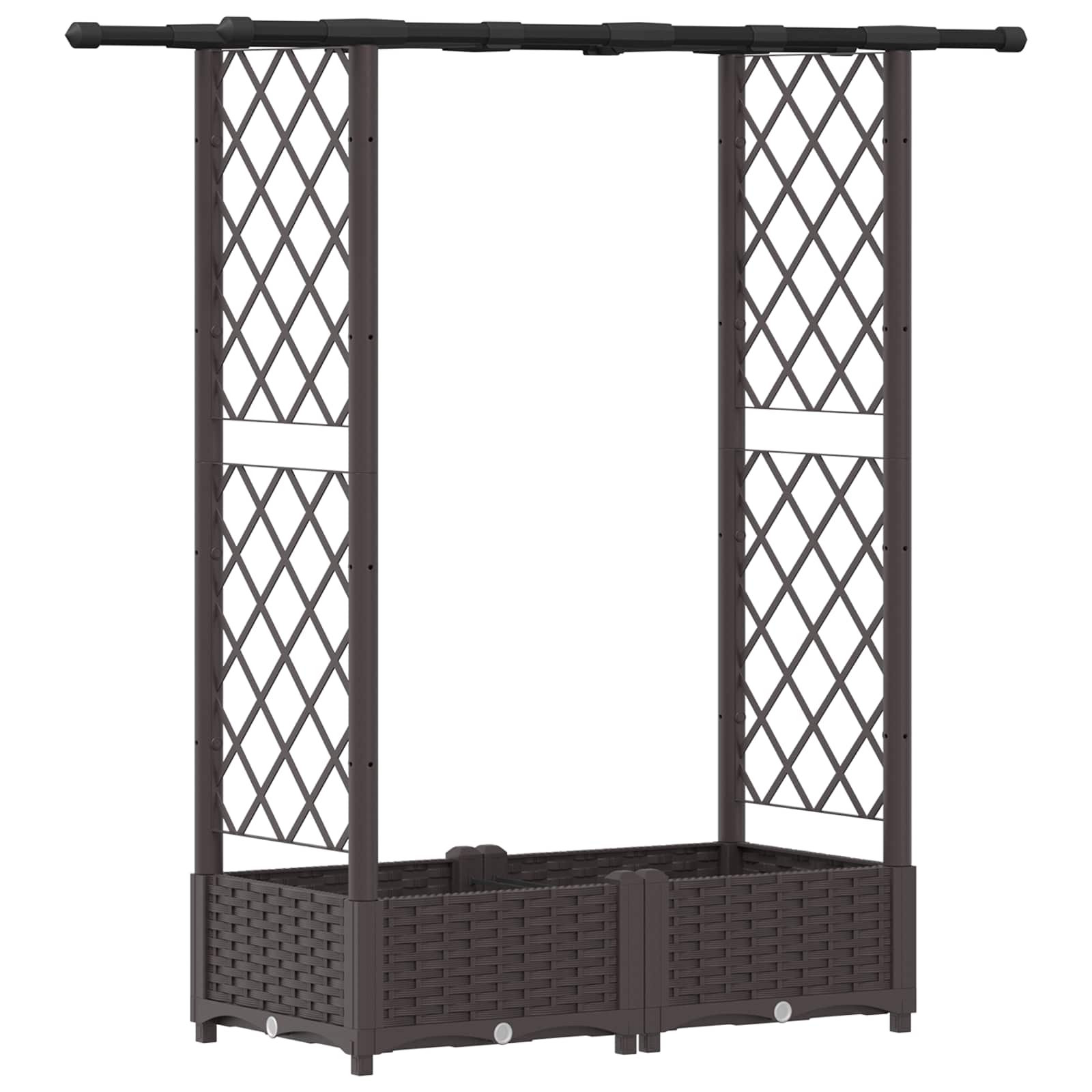 vidaXL Podniesione łóżko z kratką i dachem brązowy 122,5 x 40 x 121 cm