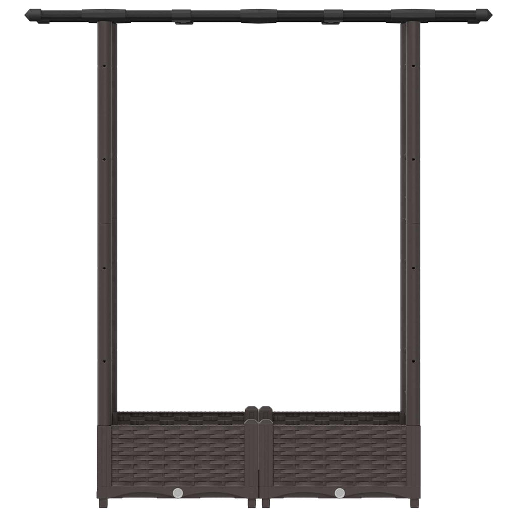 vidaXL Podniesione łóżko z kratką i dachem brązowy 122,5 x 40 x 121 cm